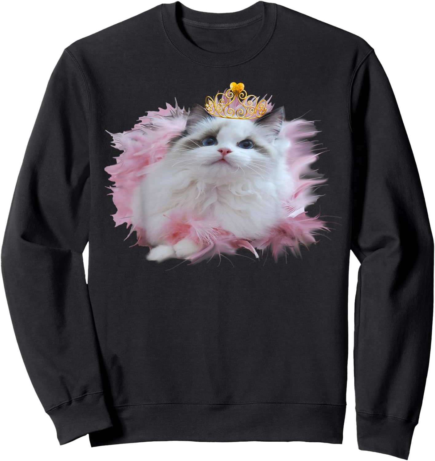 Cute Kitten Crown Princess with tiara apparel for cat lovers Sweatshirt - Sweatshirt | Black