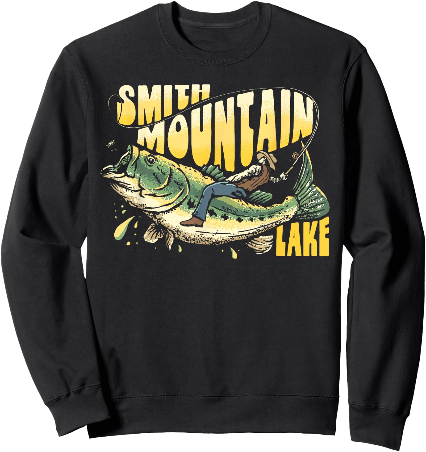 Smith Mountain Lake Virginia Striped Bass Fishing Rodeo Sweatshirt - Sweatshirt | Black