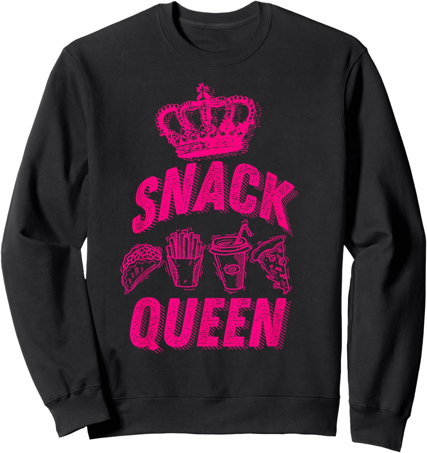 Snack Queen Shirt | Cool I Love Midnight Snack Boy Girl Gift Sweatshirt - Sweatshirt | Black