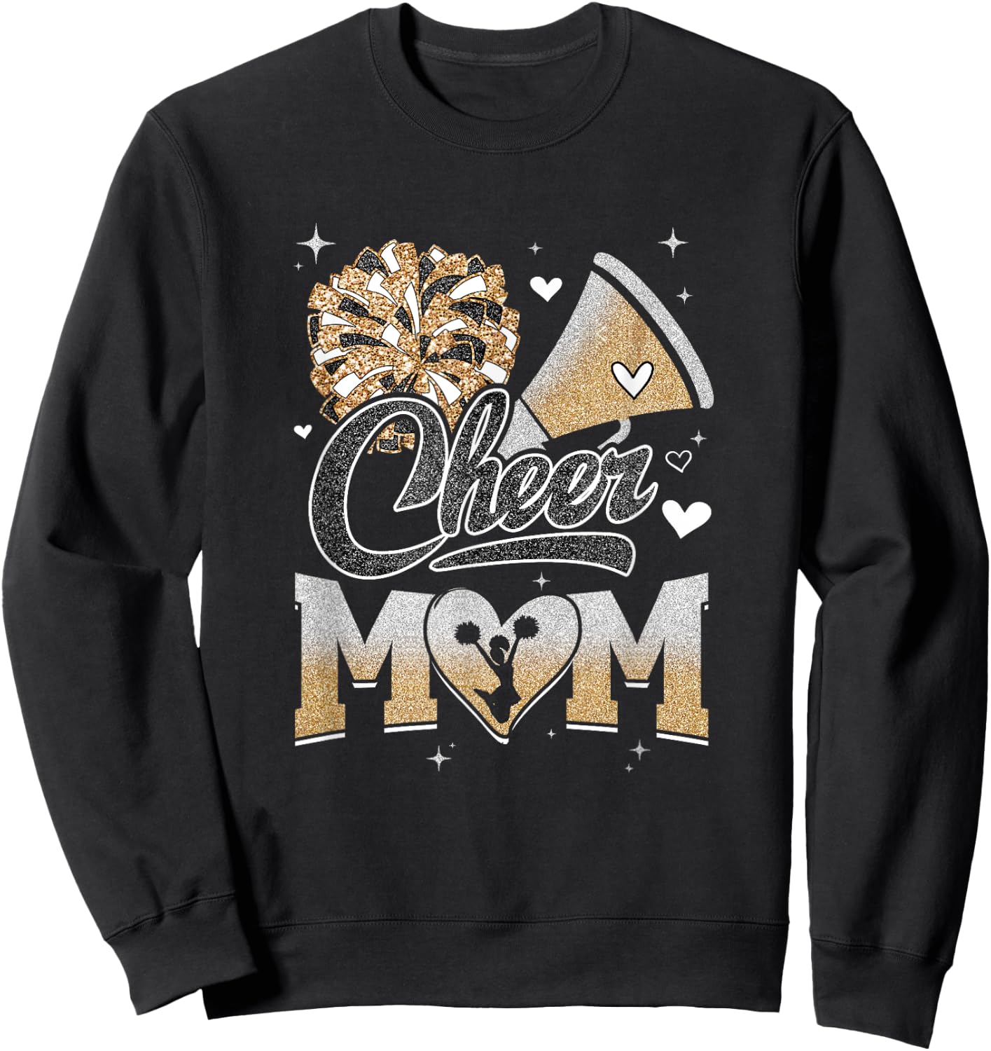Cheer Mom Cheerleading Football Graphic Sweatshirt - Sweatshirt | Black