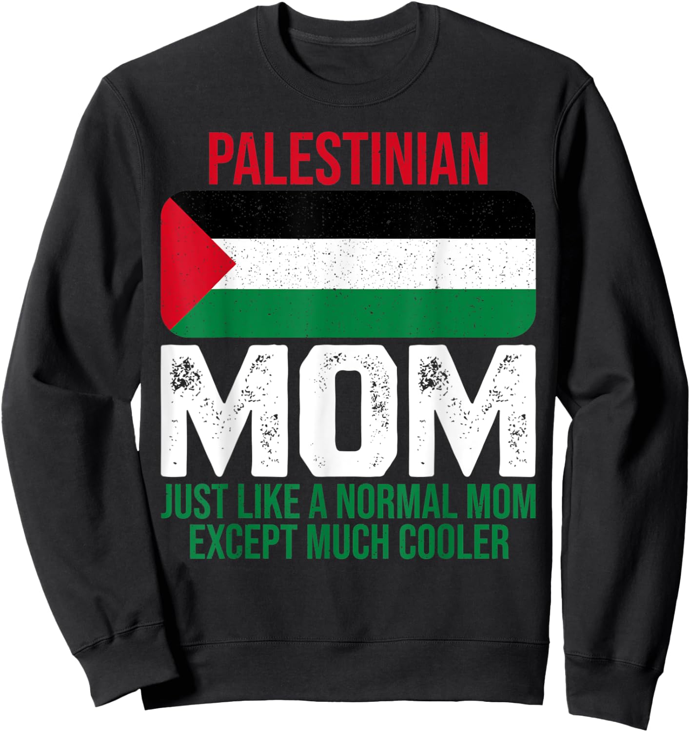 Vintage Palestinian Mom Palestine Flag Design Mother's Day Sweatshirt - Sweatshirt | Black