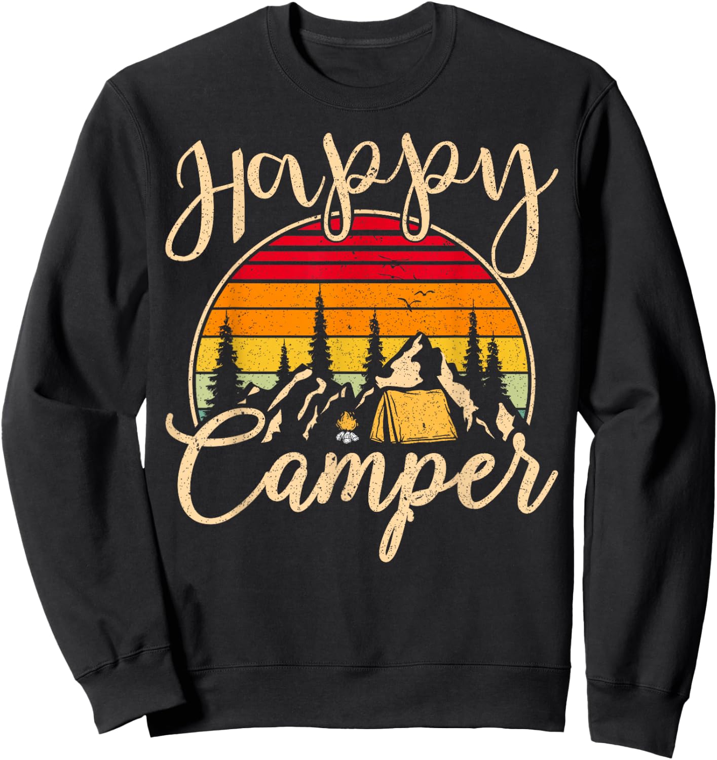 Funny Camper Outdoor Activity Camping Lover Happy Camper Sweatshirt - Sweatshirt | Black