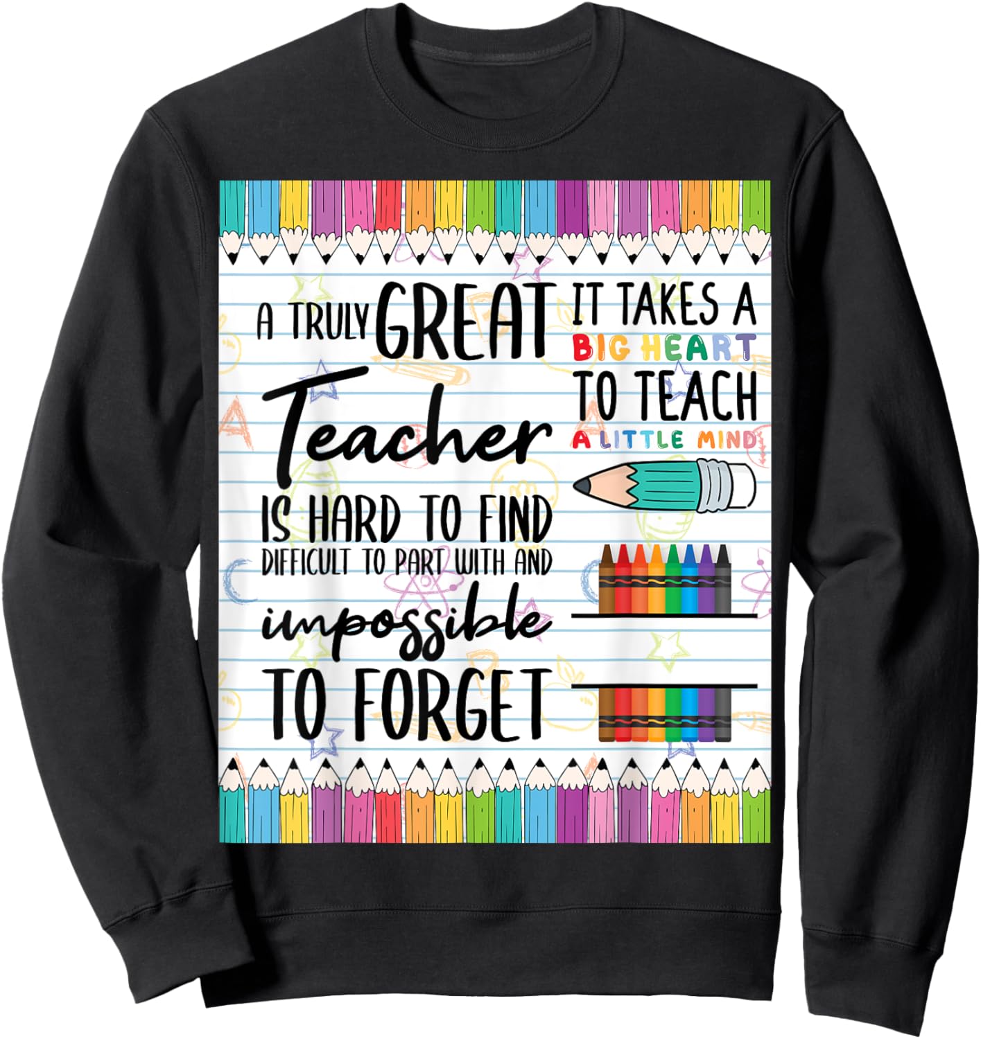 Composition Note Book Line Paper Book Gifts for Teacher Sweatshirt - Sweatshirt | Black
