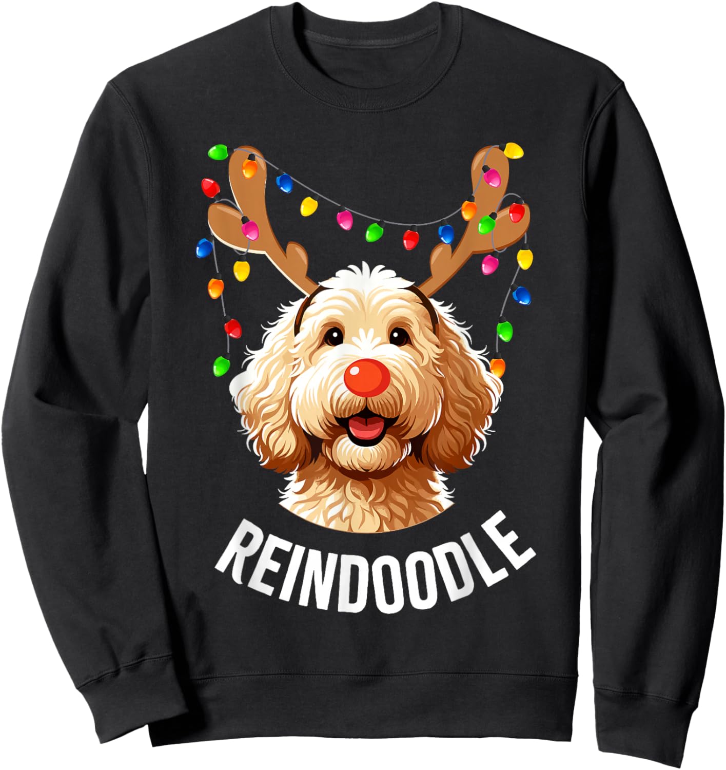 Christmas Goldendoodle Reindeer Doodle Dog Reindoodle Dog Sweatshirt - Sweatshirt | Black