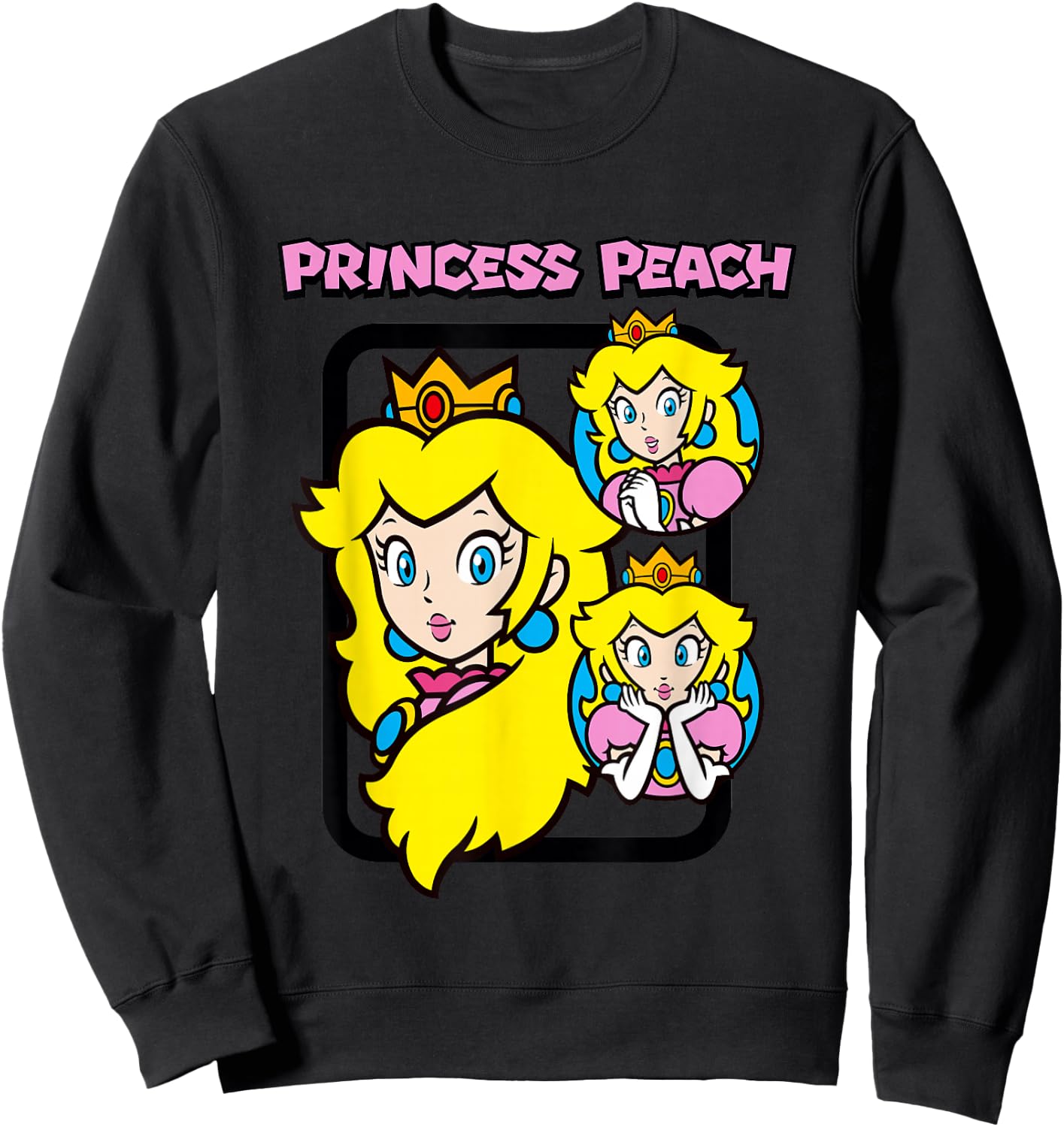 Super Mario Bros Princess Peach Power Up Vintage Sweatshirt - Sweatshirt | Black