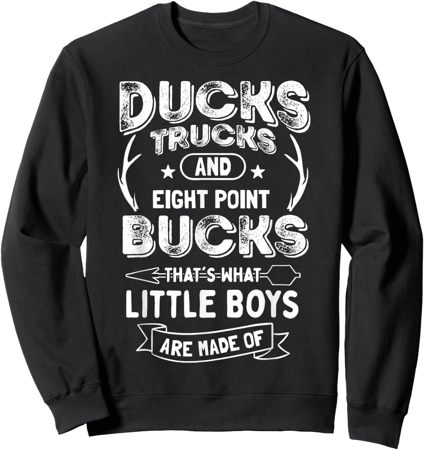 Youth Hunting Ducks trucks bucks Deer hunting funny Sweatshirt - Sweatshirt | Black