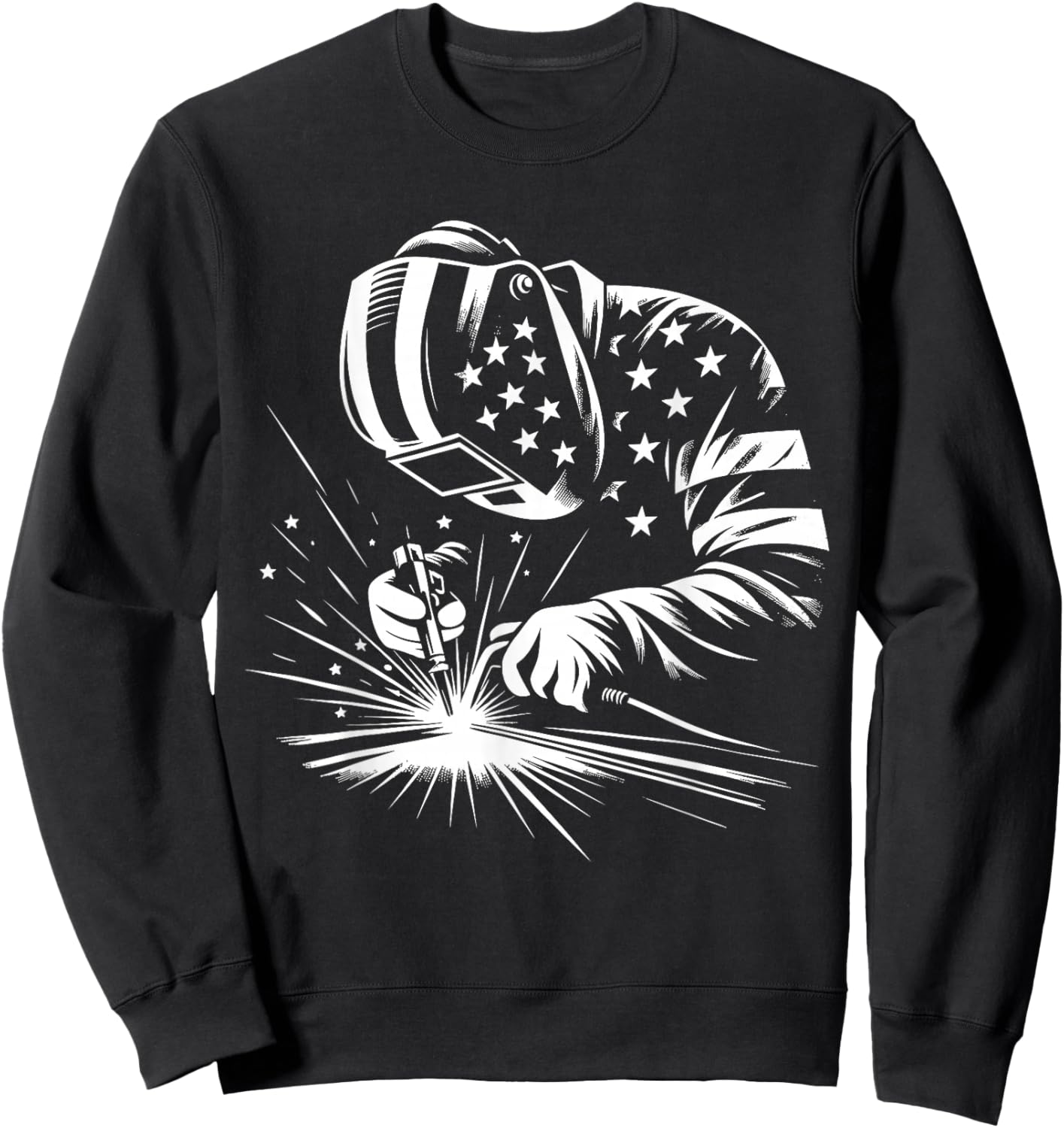 Welder American Flag USA Patriotic Welding Welder Sweatshirt - Sweatshirt | Black