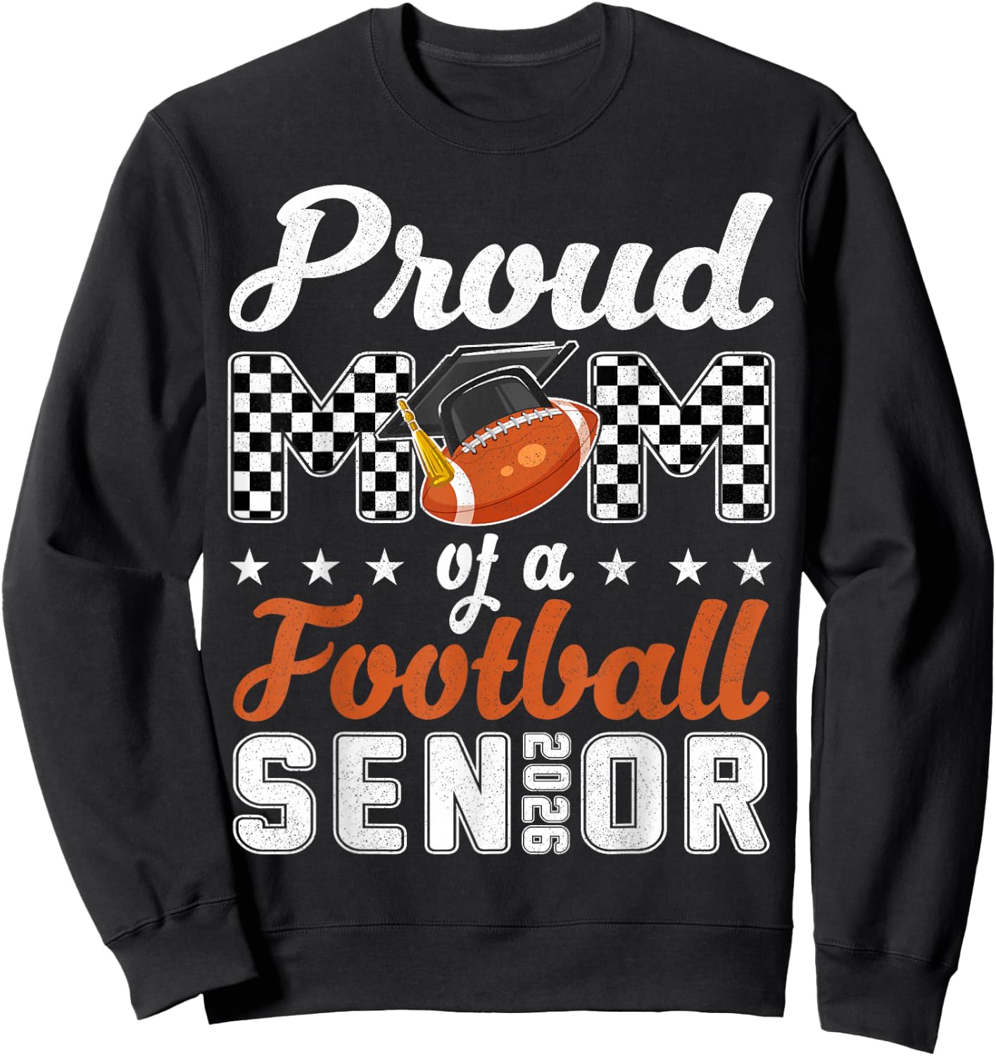 Proud Mom Senior 2026 Football Mom Senior 2026 Graduation Sweatshirt - Sweatshirt | Black
