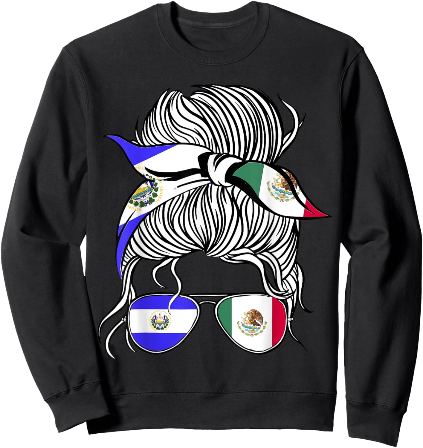 El Salvador Flag Mexico Grown Women Girl Country Sweatshirt - Sweatshirt | Black