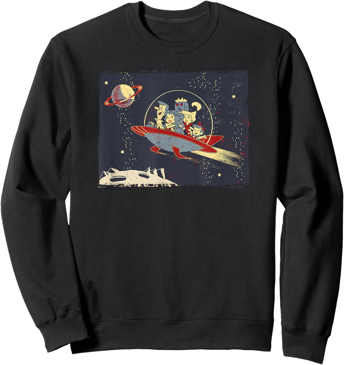 WB100 The Jetsons Retro Pop Vintage Future Group Panel Sweatshirt - Sweatshirt | Black
