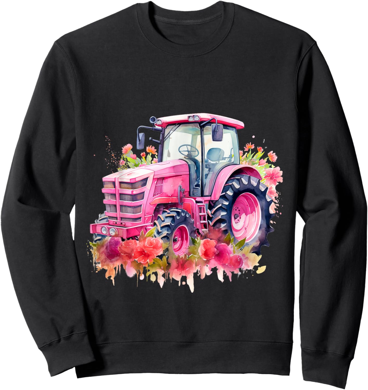 Farm Girl Pink Tractor Women design Sweatshirt - Sweatshirt | Black