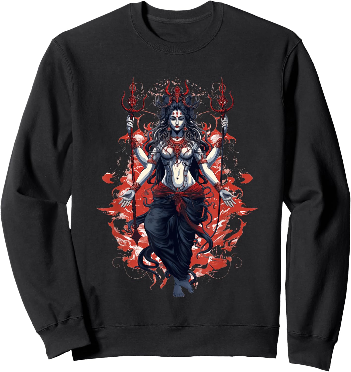 Kali Goddess of Death, Time and Doomsday Hindu Yoga Women Sweatshirt - Sweatshirt | Black