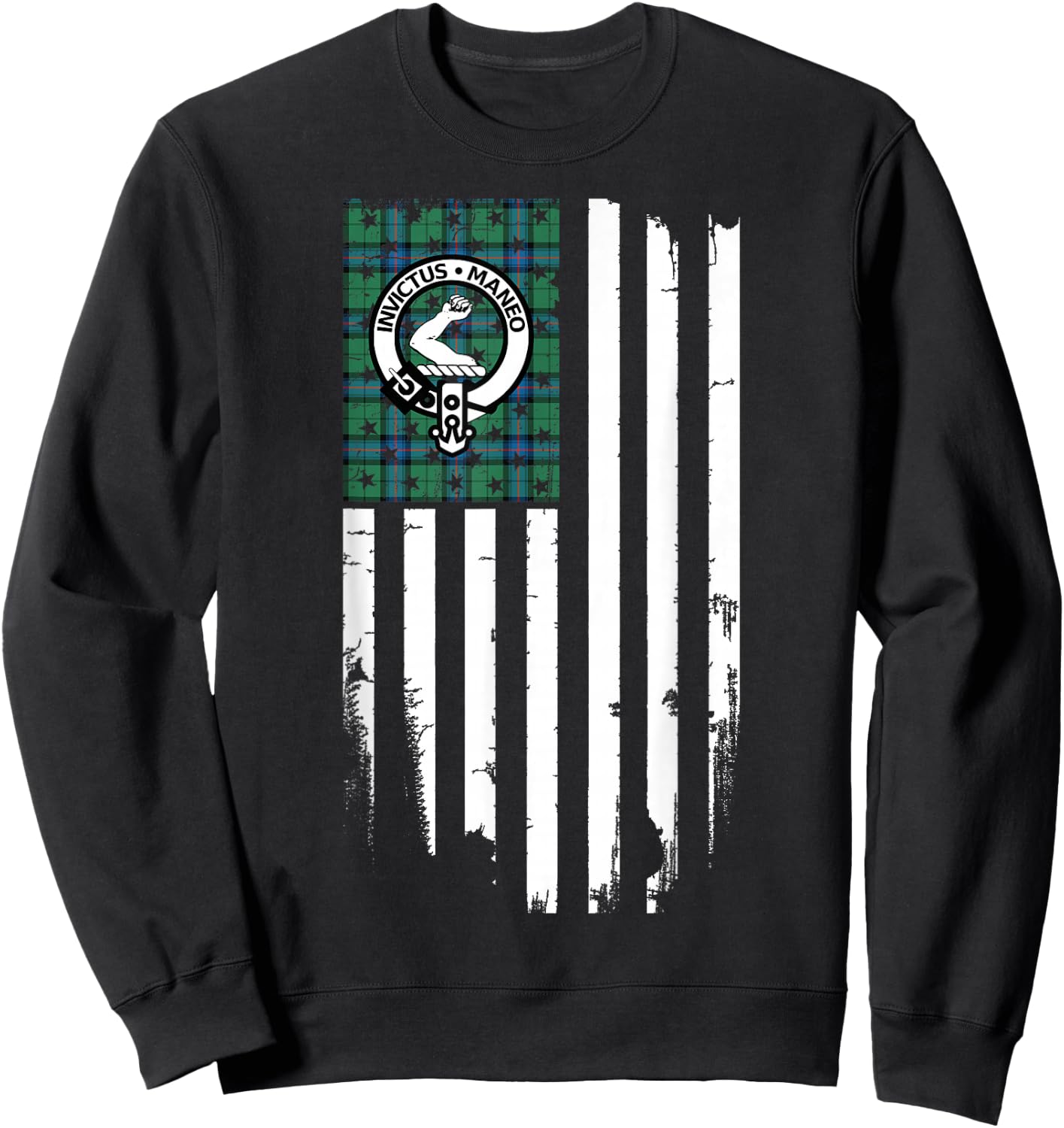 Scottish American Armstrong Clan & Stripes Flag Sweatshirt - Sweatshirt | Black
