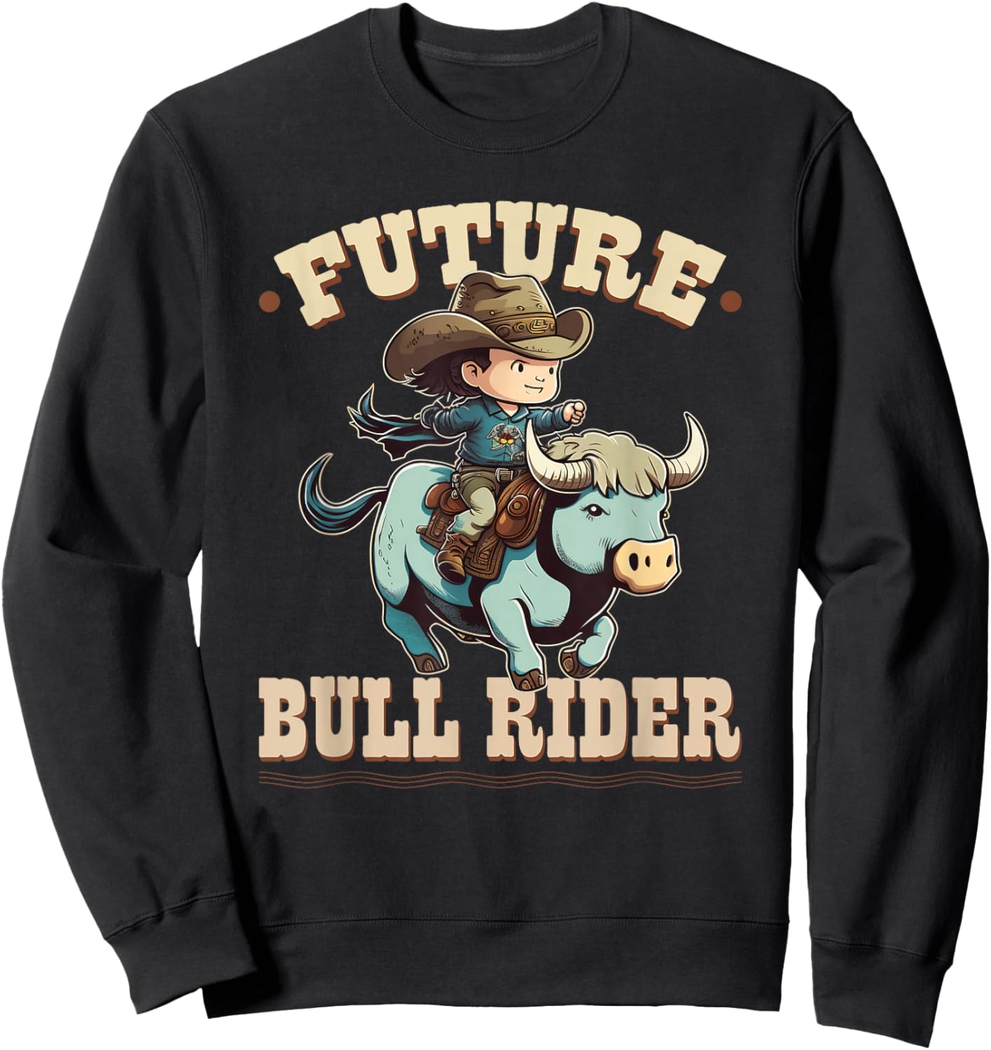 Future Bull Rider, Bull Riding Cowboy Rodeo Boy Kids Sweatshirt - Sweatshirt | Black
