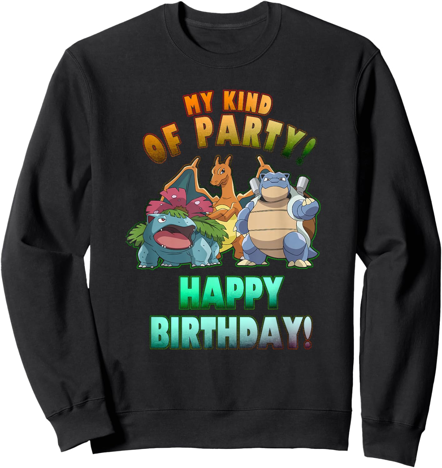 Pokémon Birthday Group My Kind of Party Rainbow Text Sweatshirt - Sweatshirt | Black