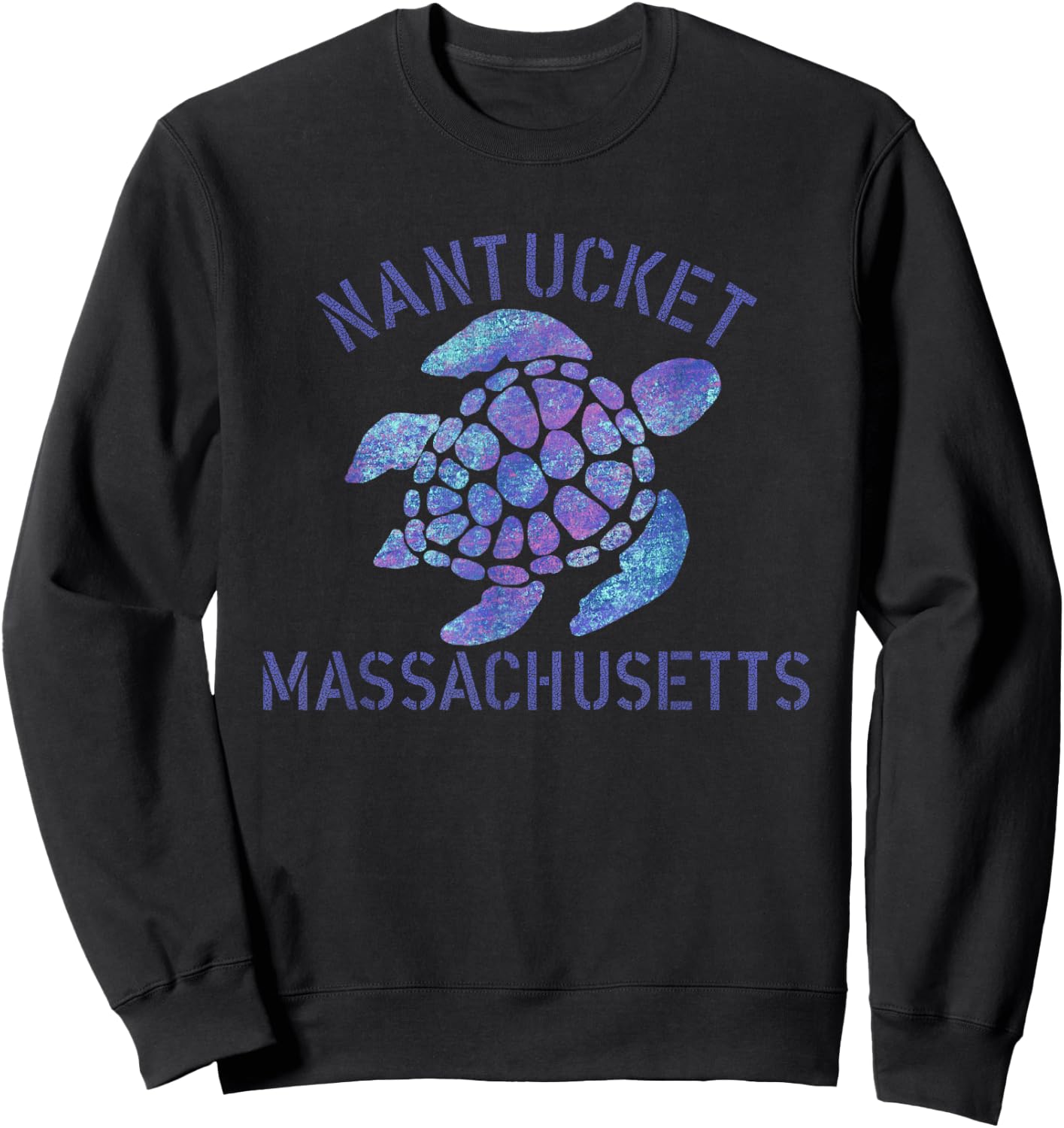 Nantucket, MA Beach Design / Tribal Turtle Gift Women Girls Kids Sweatshirt - Sweatshirt | Black