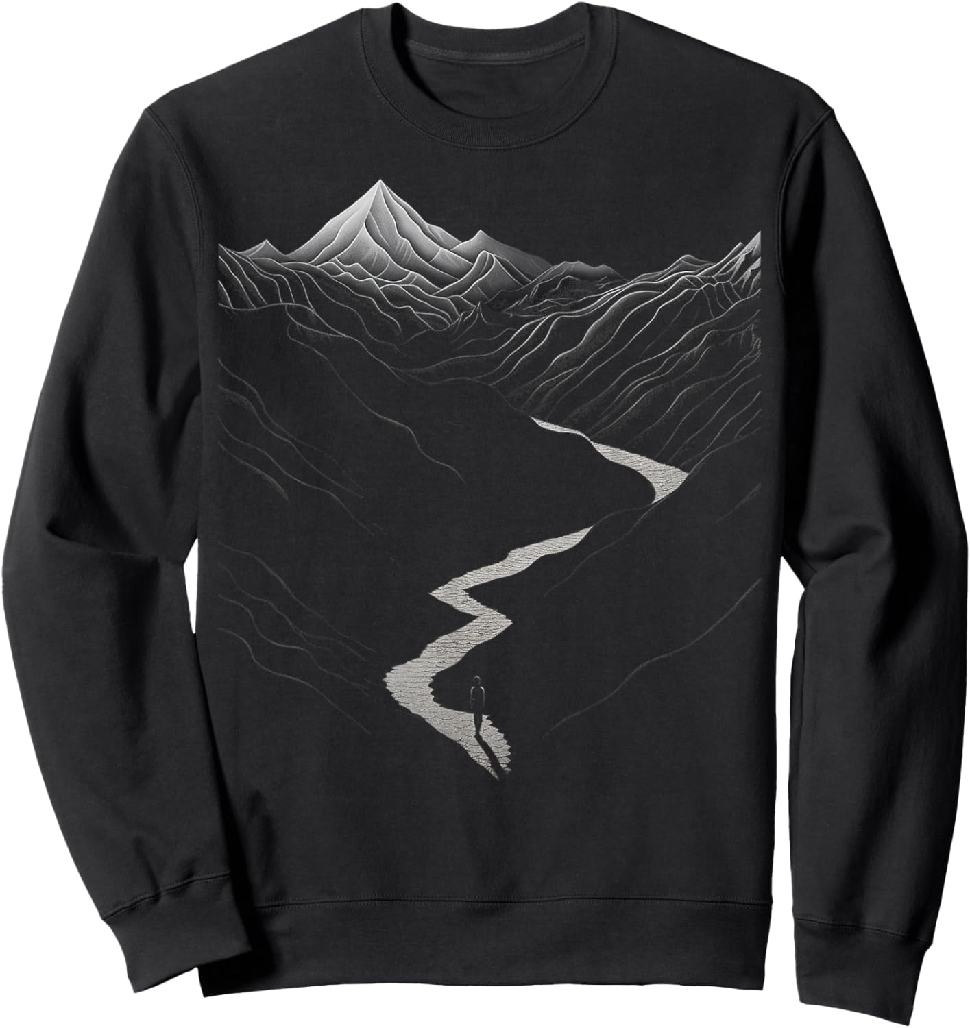 Natur, Zeichnung, Berge, Kunstwerk, Junge, Grafik Sweatshirt - Sweatshirt | Black