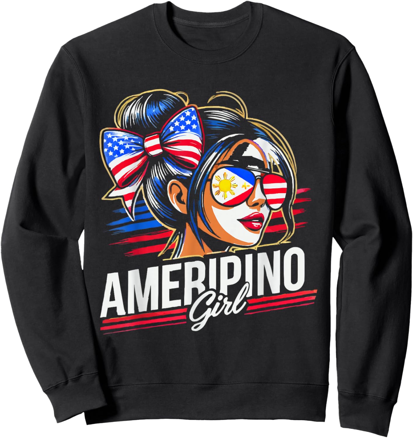 Half Filipino Half American USA Flag Philippines America Sweatshirt - Sweatshirt | Black