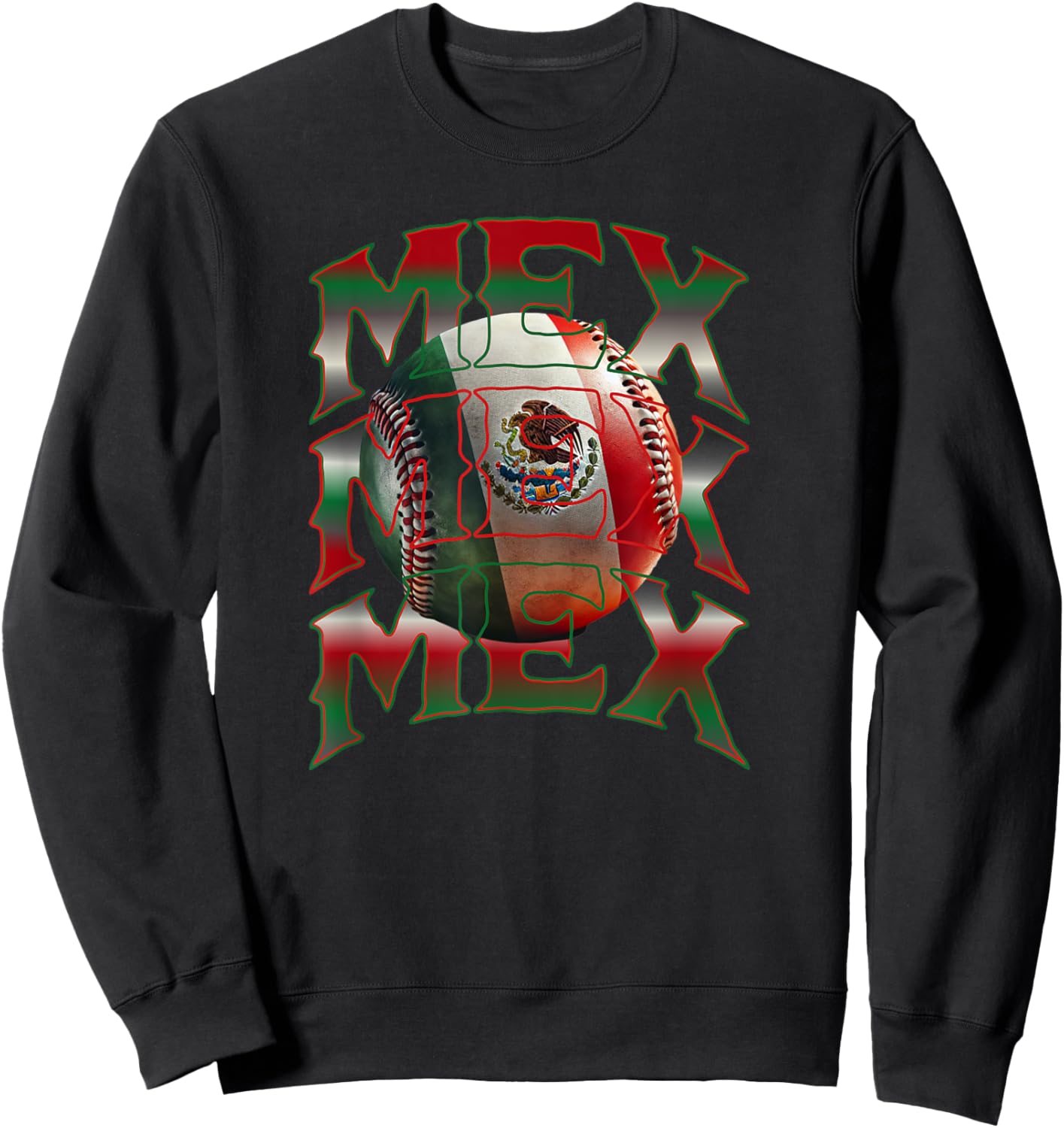 MEX Mexico Baseball Player Mexican Flag Béisbol Liga Team Mx Sweatshirt - Sweatshirt | Black