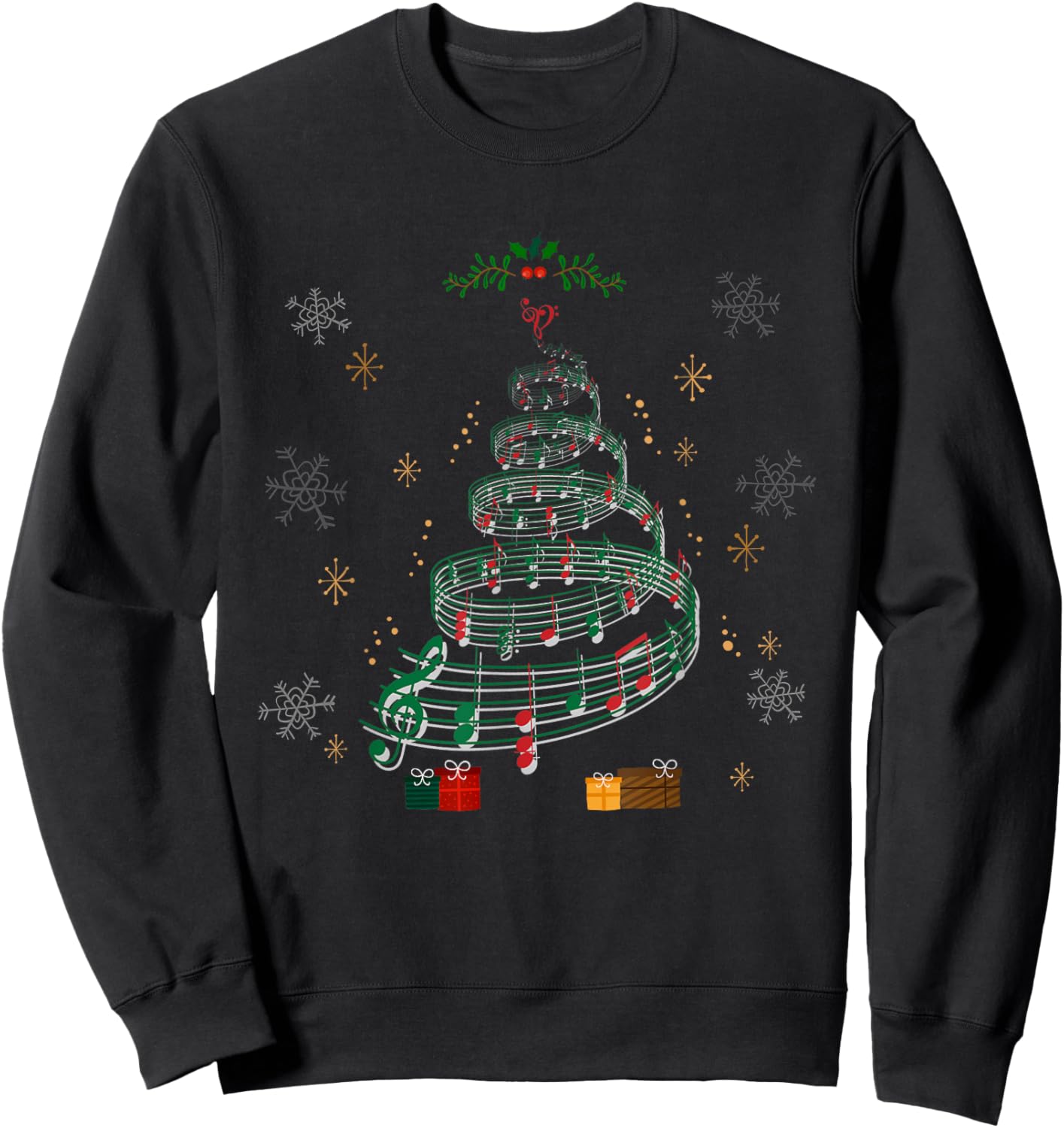 Music Note Tree Musical Christmas Xmas Music Lovers Sweatshirt - Sweatshirt | Black