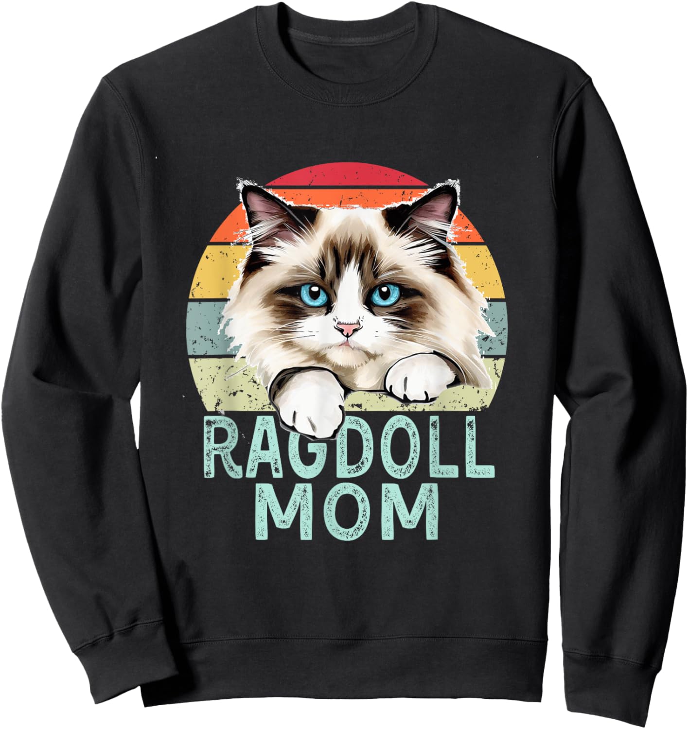 Ragdoll Cat Mom Retro Vintage Funny I Love My Ragdoll Cat Sweatshirt - Sweatshirt | Black