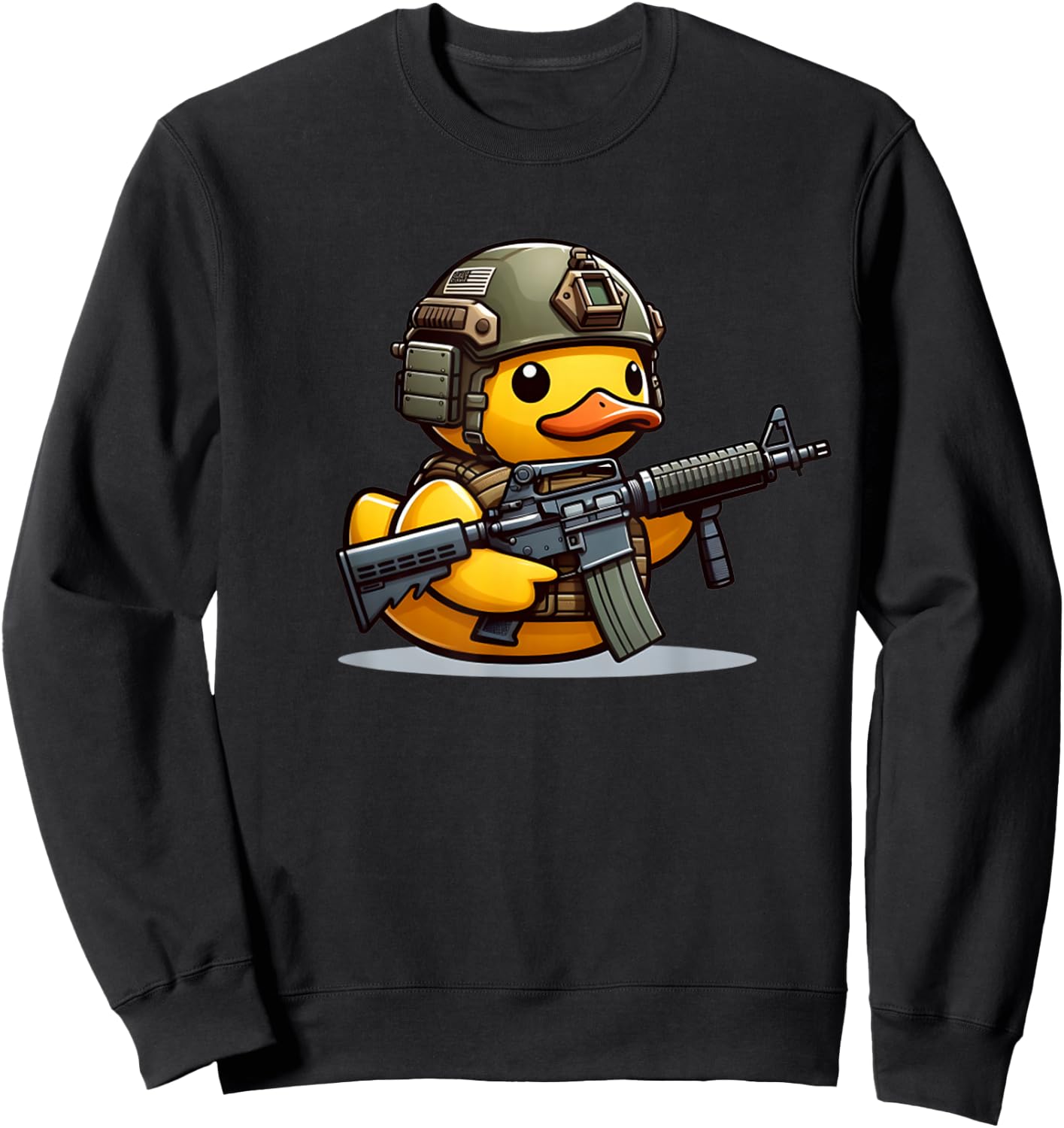 Funny Duck Tactical Rubber Duck Military Yellow Duck Sweatshirt - Sweatshirt | Black