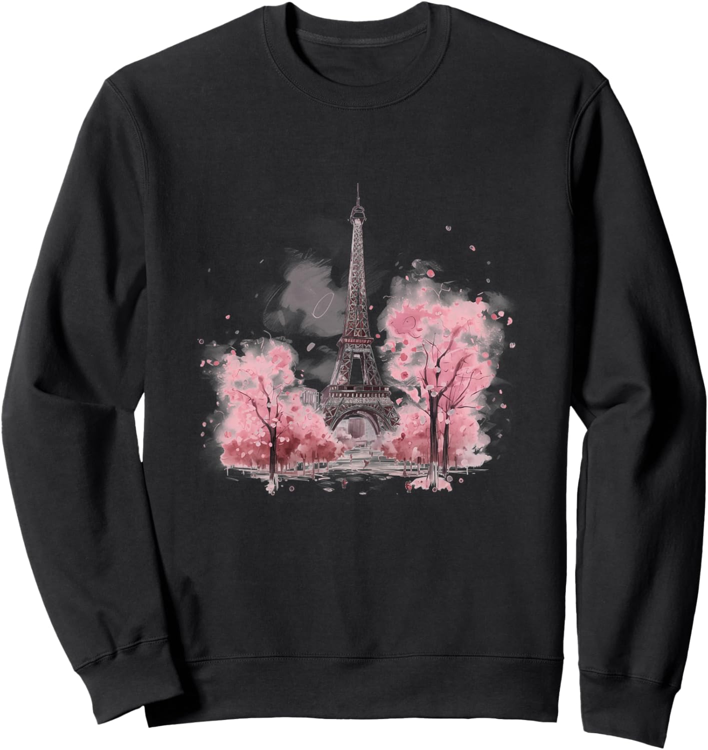 Eiffel Tower Paris Souvenirs France Vintage Flowers Pink Sweatshirt - Sweatshirt | Black