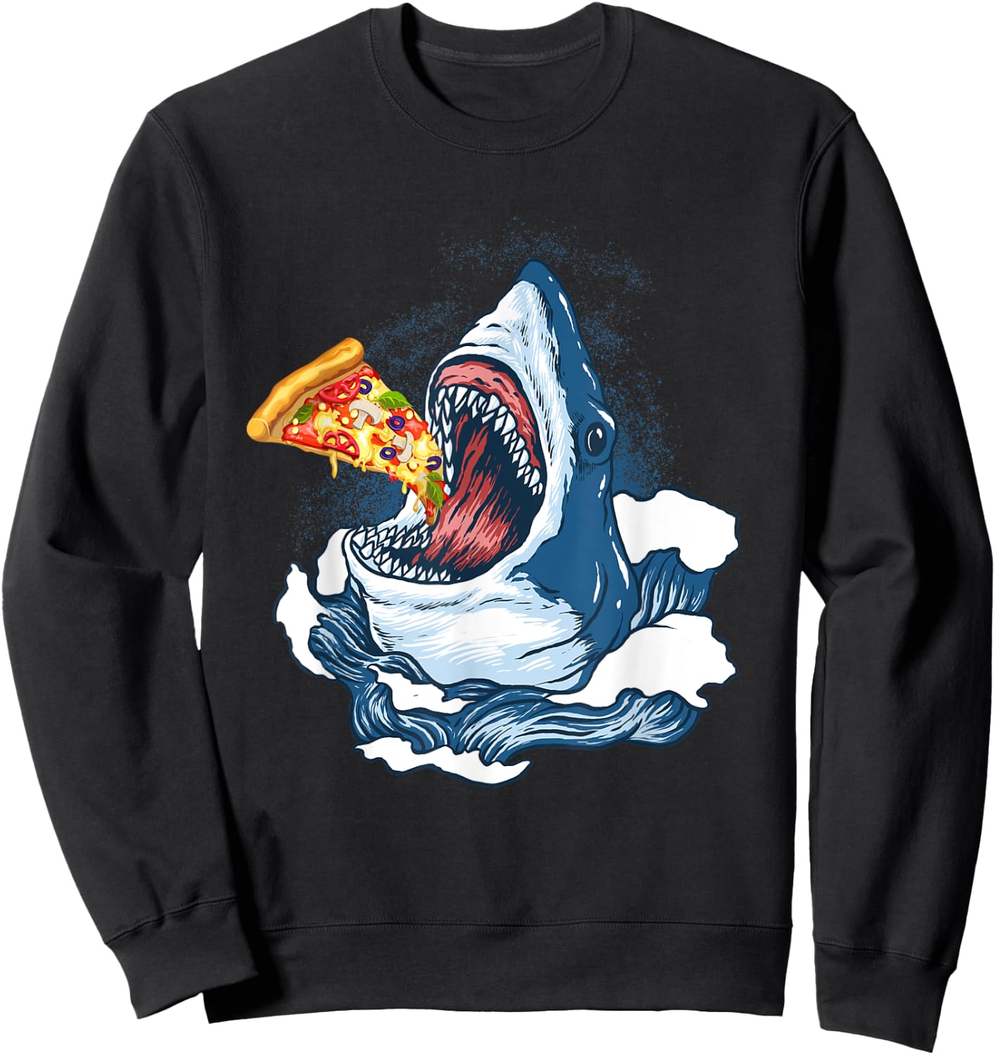 Shark Eating Pizza Shark Merchandise Jaws Sweatshirt - Sweatshirt | Black