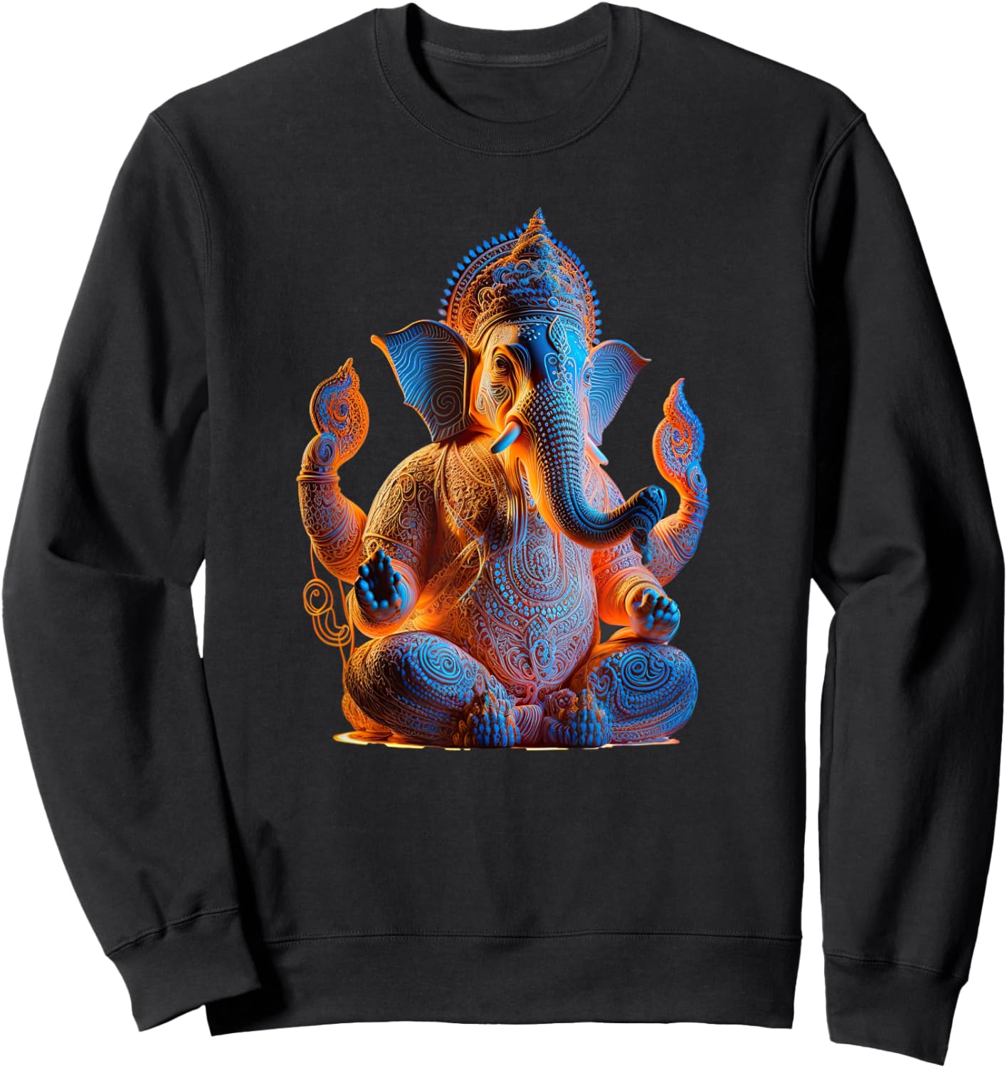 Ganesh Elephant Hindu God Yoga Spiritual Ganesha Meditation Sweatshirt - Sweatshirt | Black