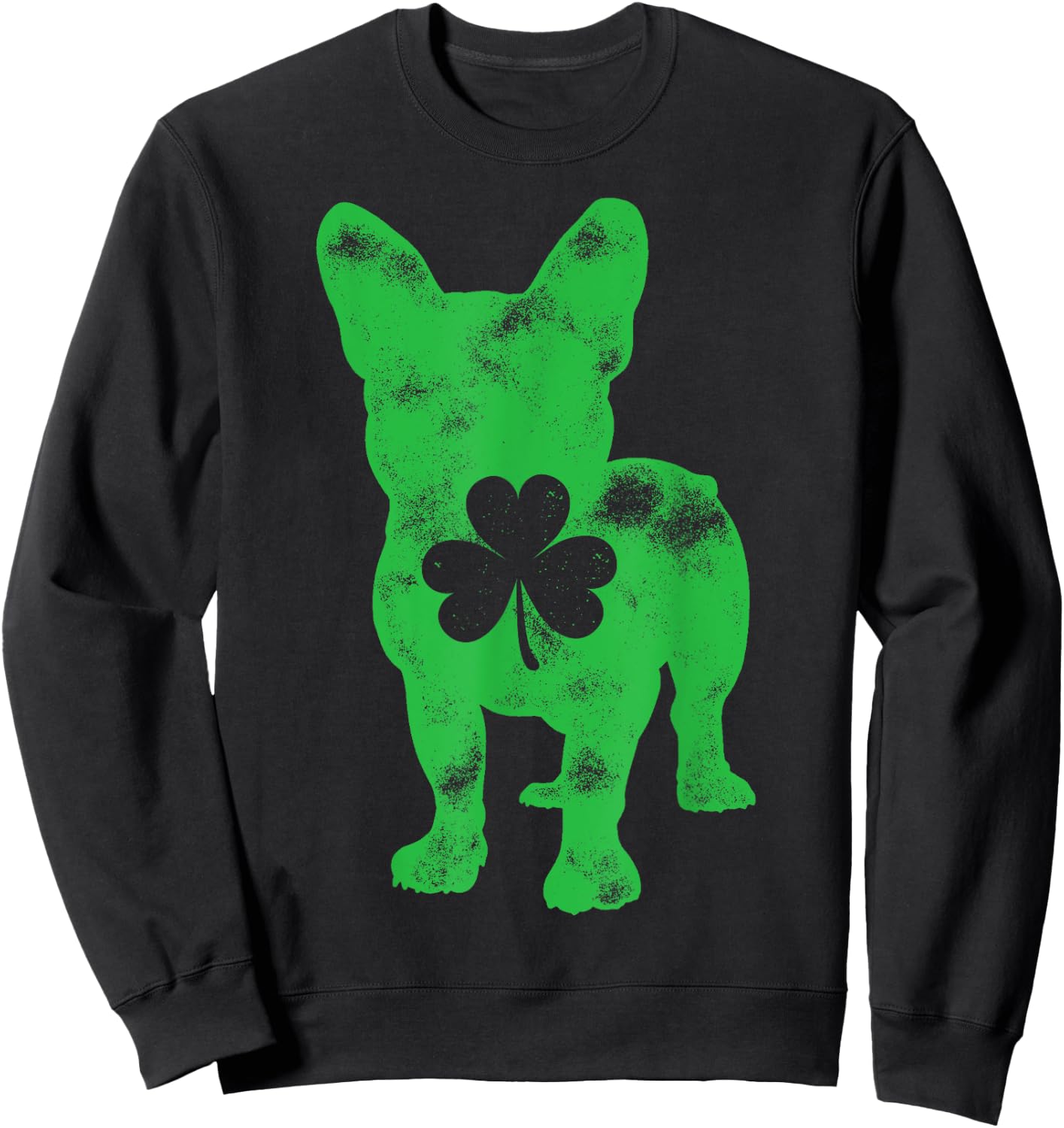 French Bulldog St Patrick's Day Boys Girls Shamrock Dog Lover Sweatshirt - Sweatshirt | Black