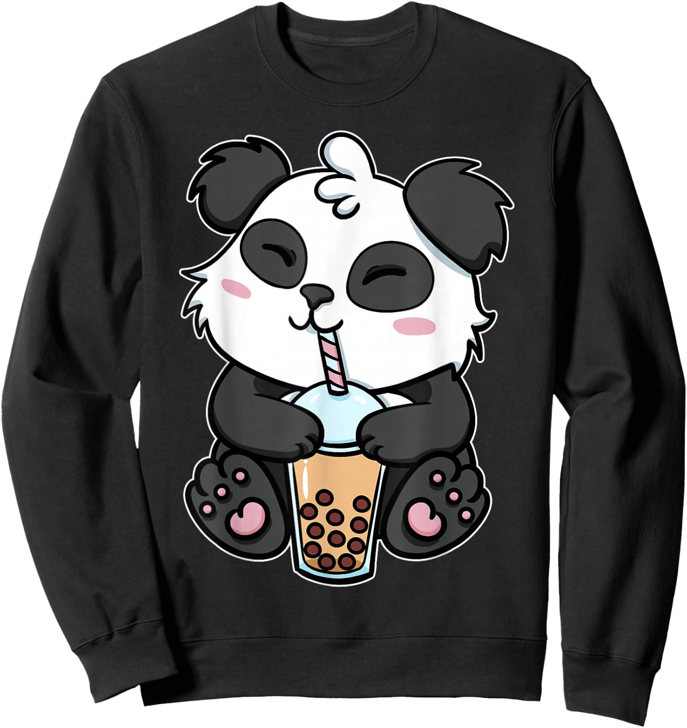 Boba Tapioca Pearls Bubble Milk Tea Drink Panda Lover Sweatshirt - Sweatshirt | Black
