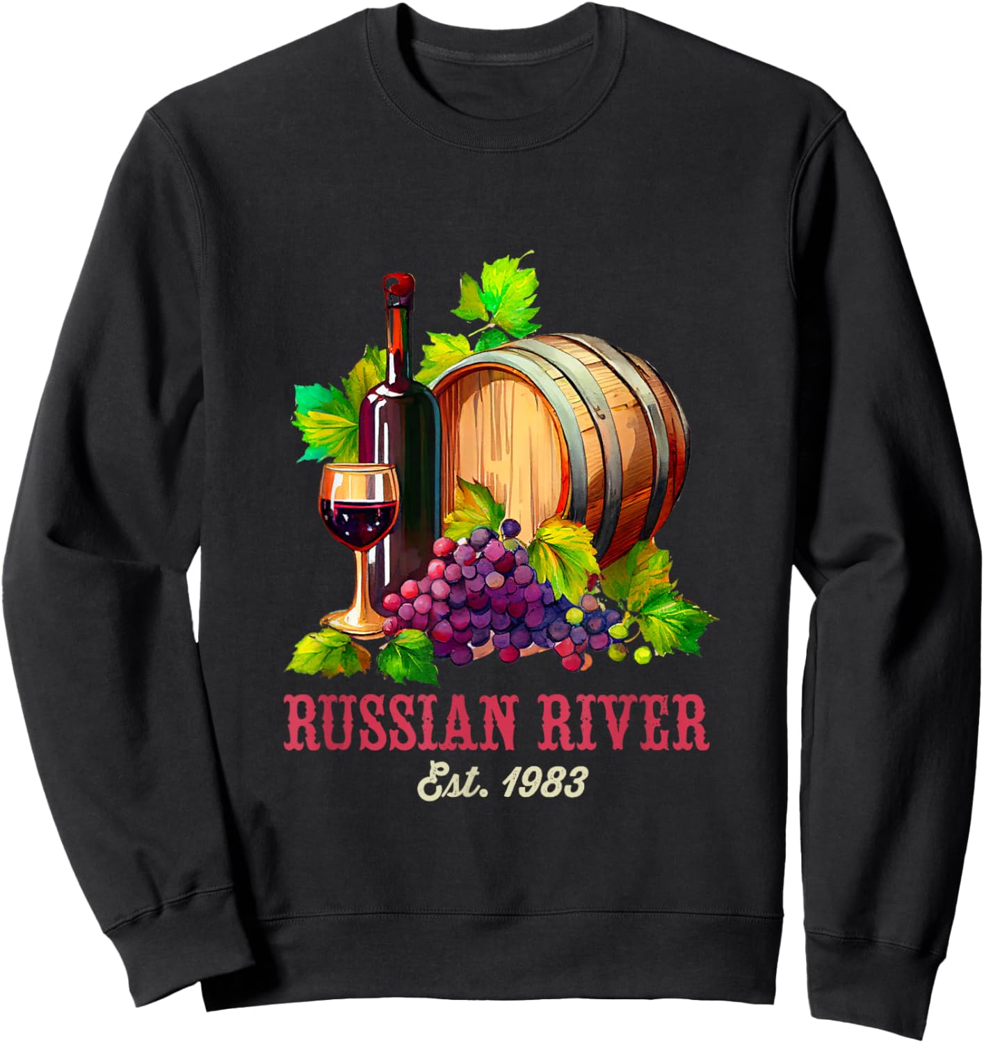Russian River Sonoma California Vineyard Vintage Wine Region Sweatshirt - Sweatshirt | Black