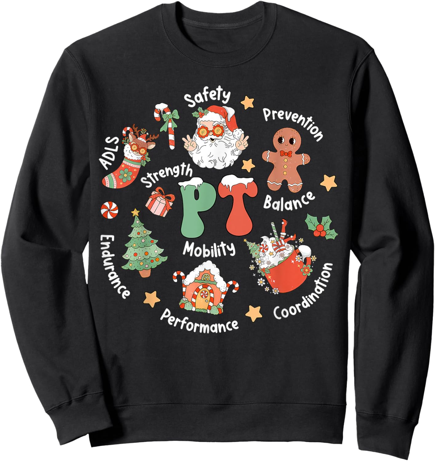 PT Physical Therapy Santa Squad Christmas Physical Therapist Sweatshirt - Sweatshirt | Black