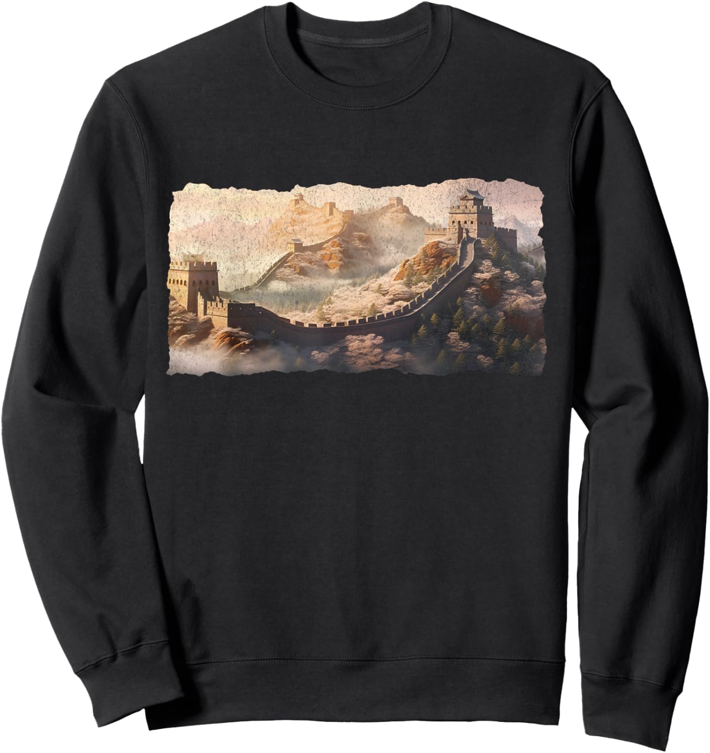 Great Wall of China Sincerely Mountain Landscape Hiking Sweatshirt - Sweatshirt | Black