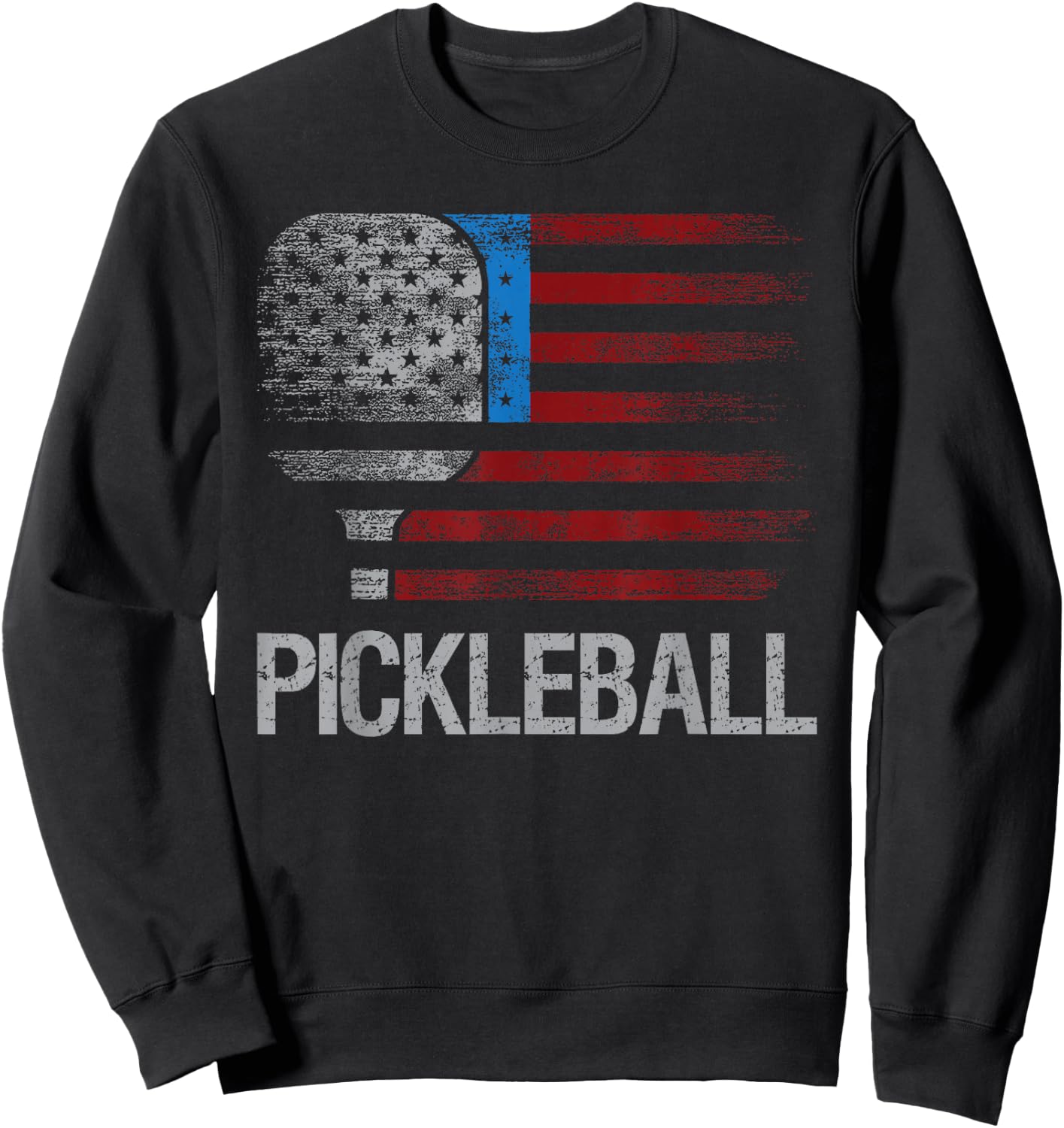 US Flag Pickleball Player Paddleball Lover Sweatshirt - Sweatshirt | Black