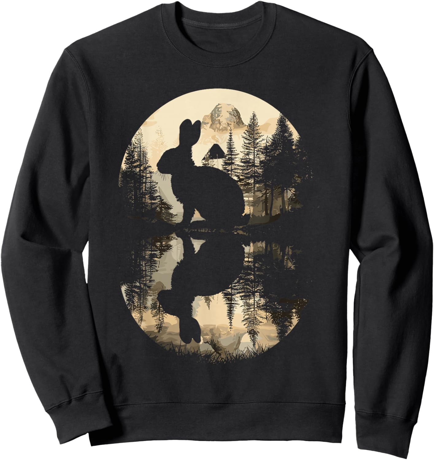 Rabbit Reflection Cute Bunny Nature Wildlife Sweatshirt - Sweatshirt | Black