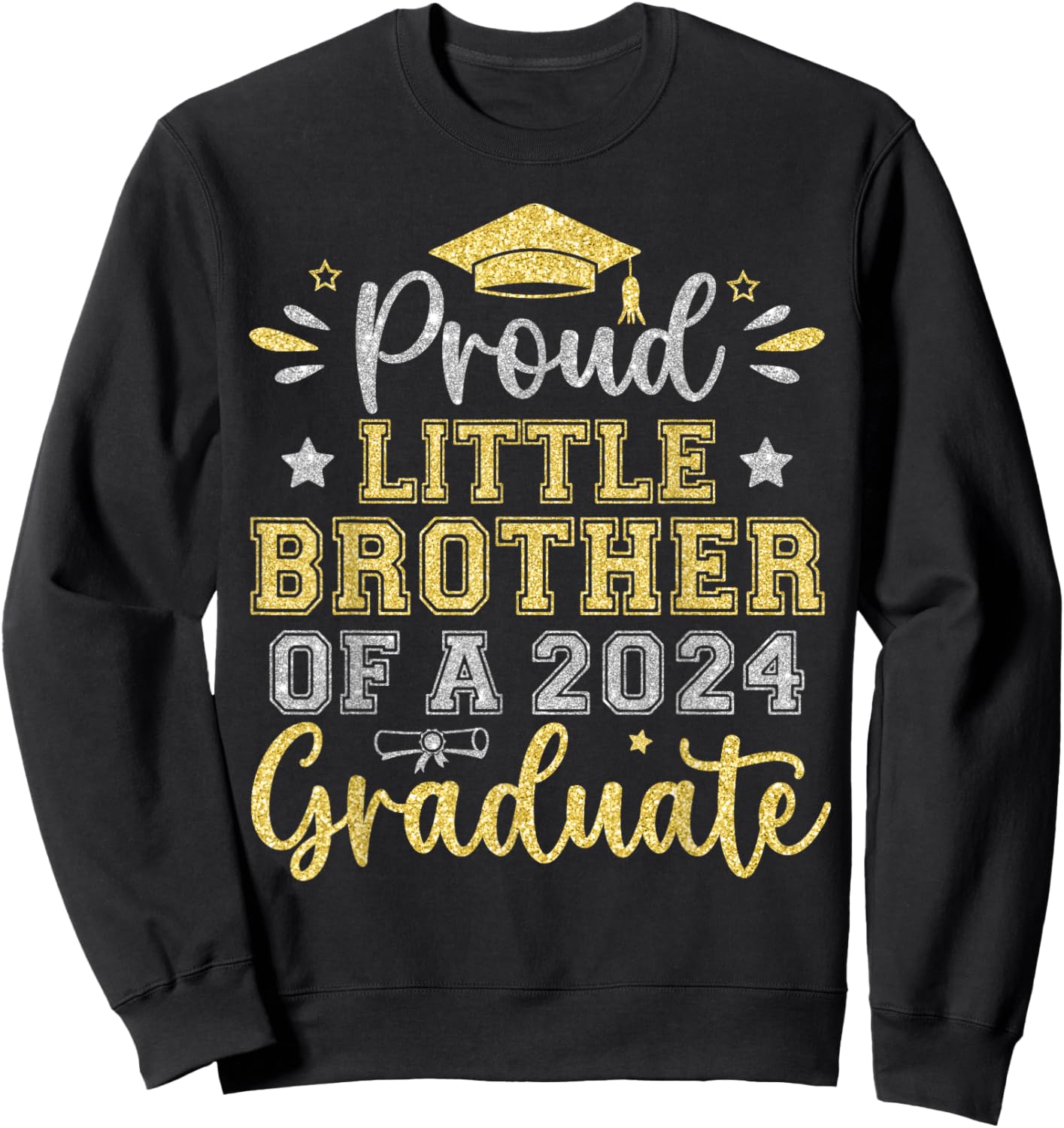Proud Little Brother of a 2024 Graduate Senior Graduation Sweatshirt - Sweatshirt | Black