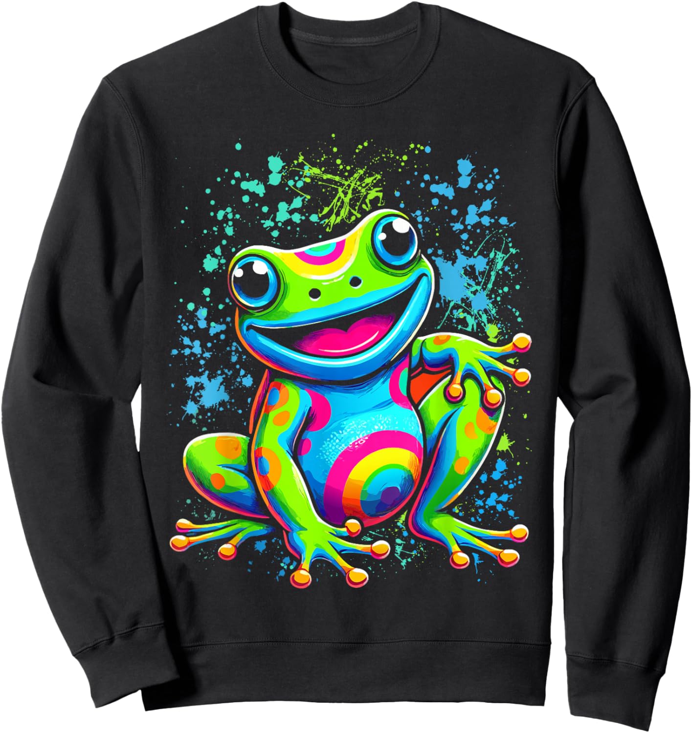 Cool Peace Frog Tie Dye For Boys And Girls Sweatshirt - Sweatshirt | Black