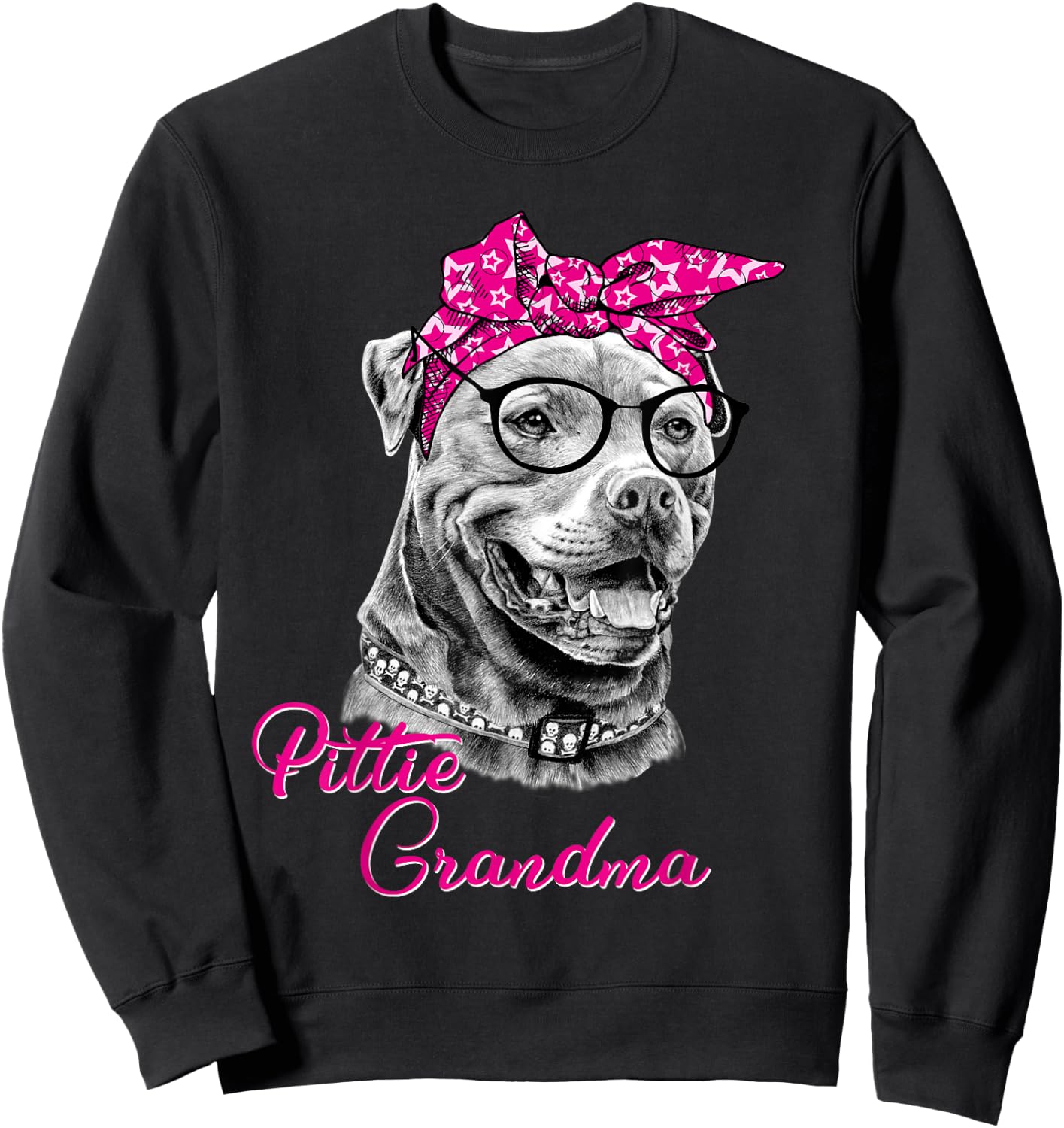 Pittie Grandma Cute Funny American Pitbull Dog Mom Sweatshirt - Sweatshirt | Black