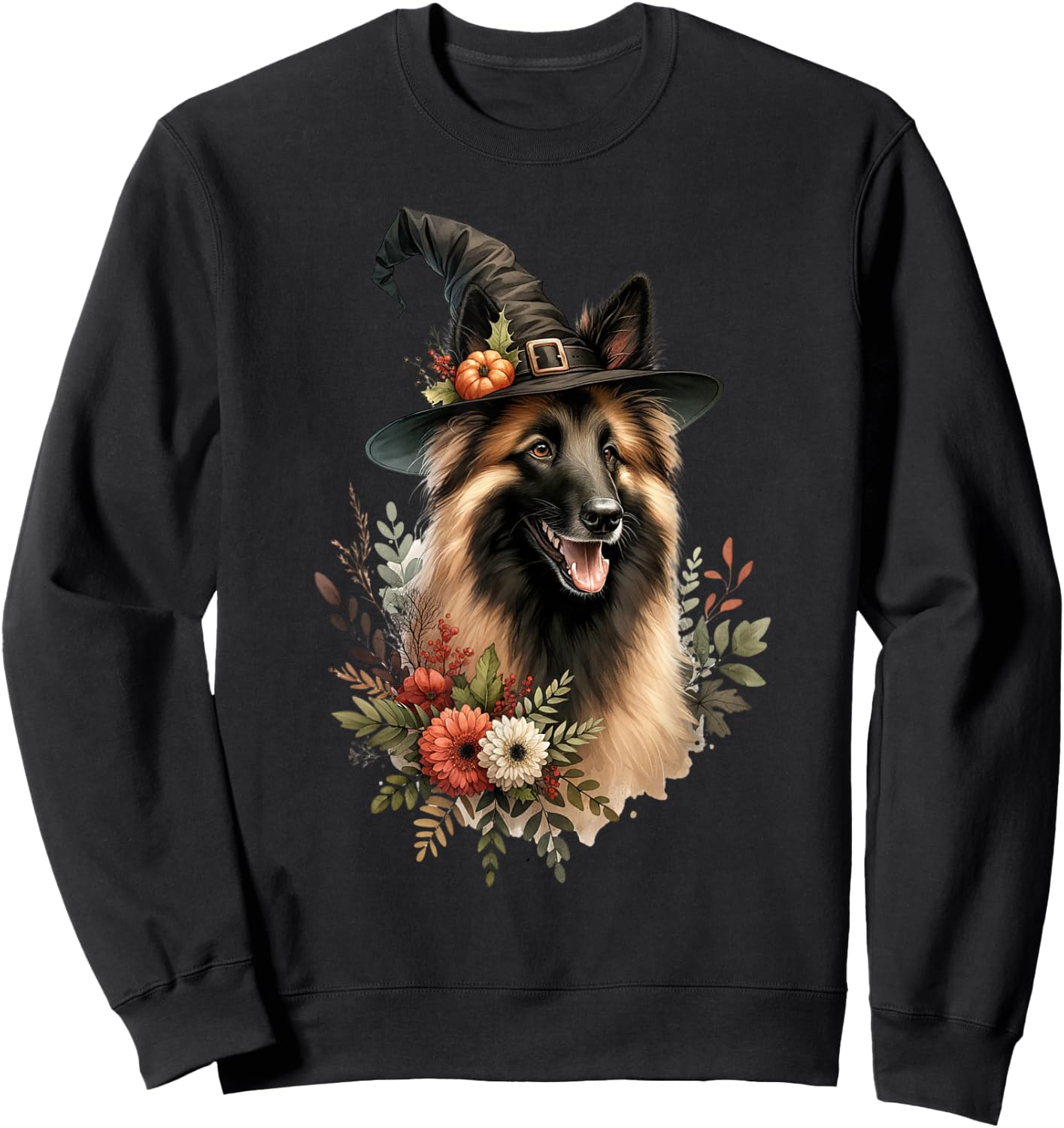 Belgian Tervuren Dog Halloween Watercolor Artwork Sweatshirt - Sweatshirt | Black