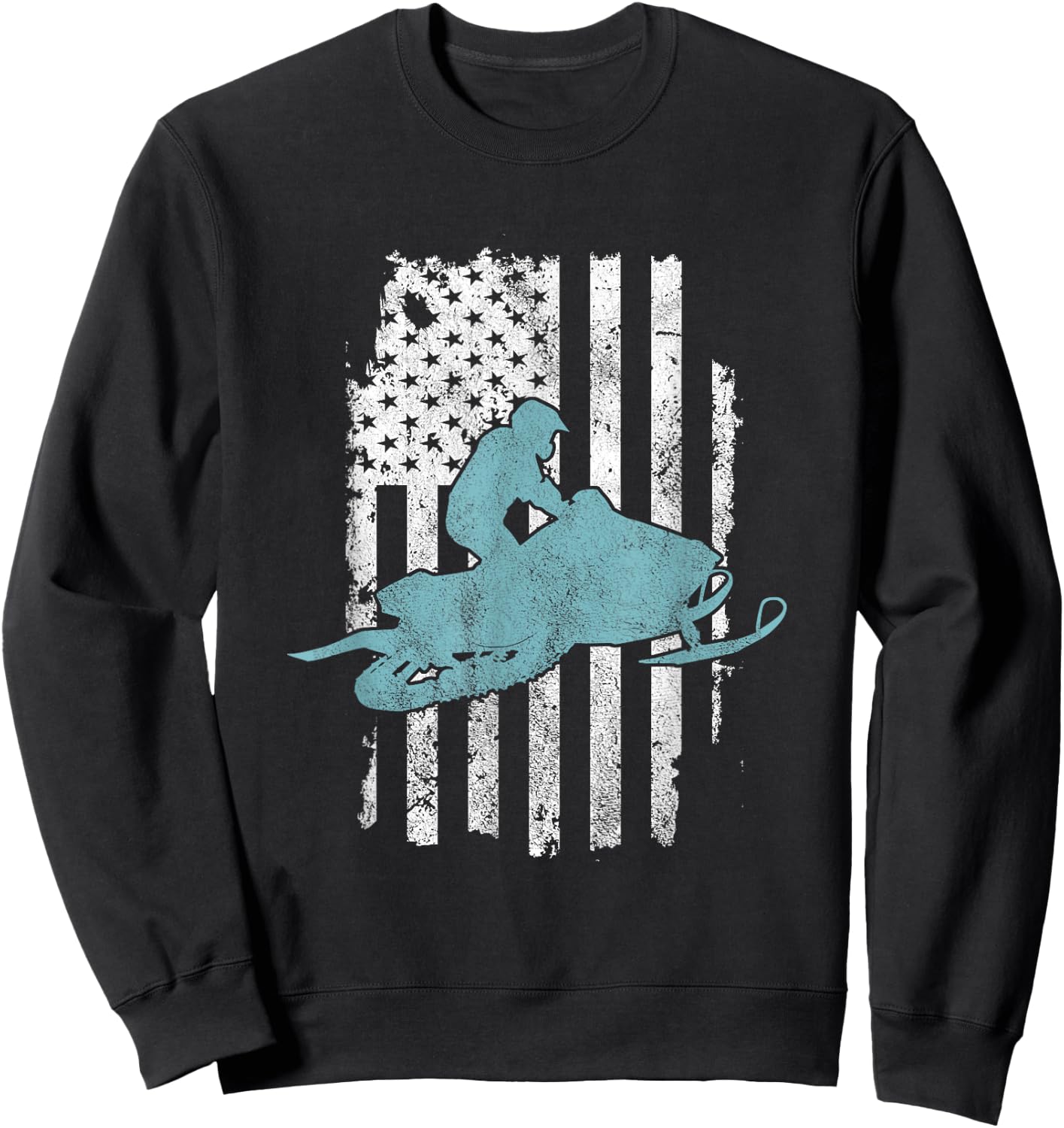 Cool United States Flag USA Snowmobile Biker Sweatshirt - Sweatshirt | Black