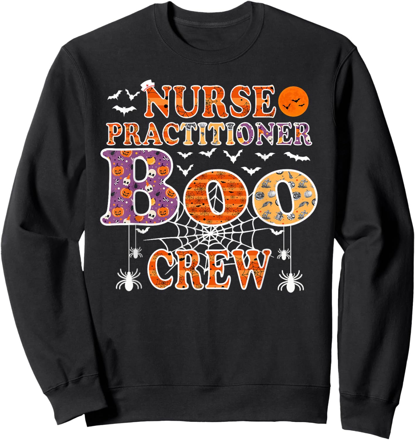 Nurse Practitioner Boo Crew Funny Halloween Sweatshirt - Sweatshirt | Black