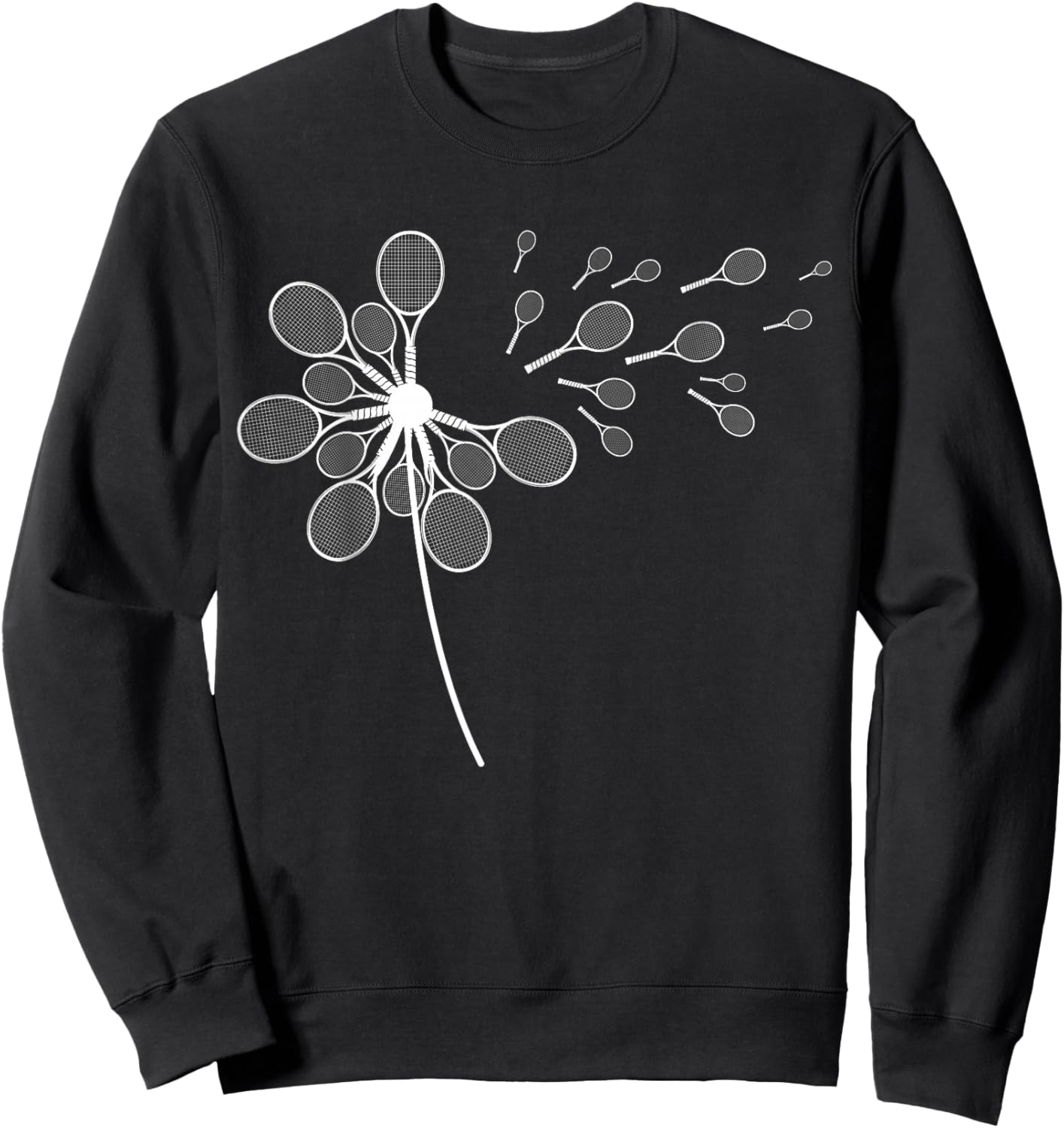 Dandelion Flower Tennis Graphic Player Coach Racket Sports Sweatshirt - Sweatshirt | Black