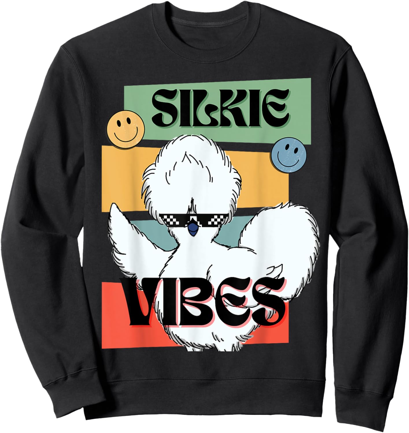 Retro Vintage Silkie Chicken Vibes for Farm Chick Hen Lovers Sweatshirt - Sweatshirt | Black