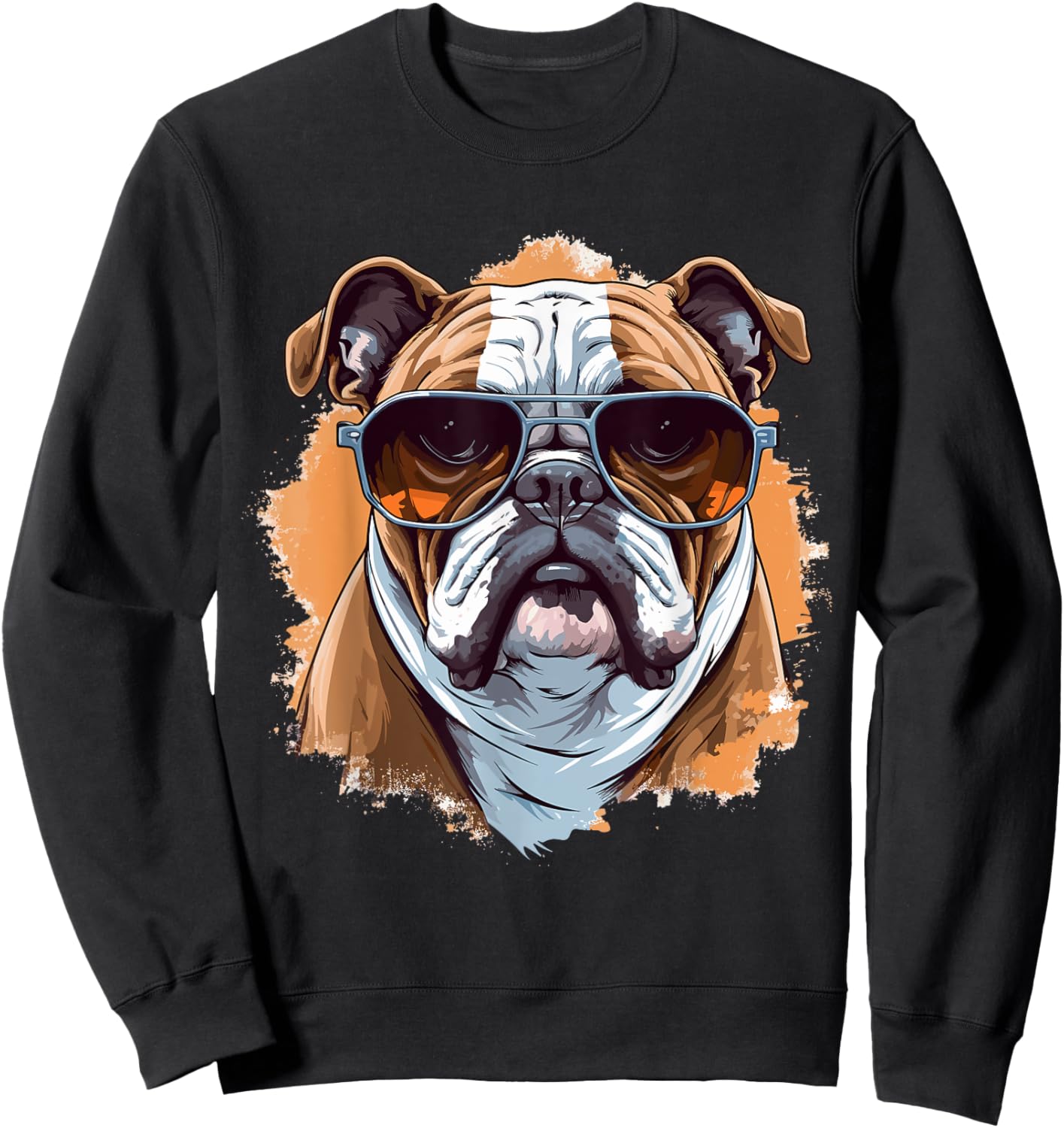 English Bulldog With Sunglasses Women Girls Kids Sweatshirt - Sweatshirt | Black