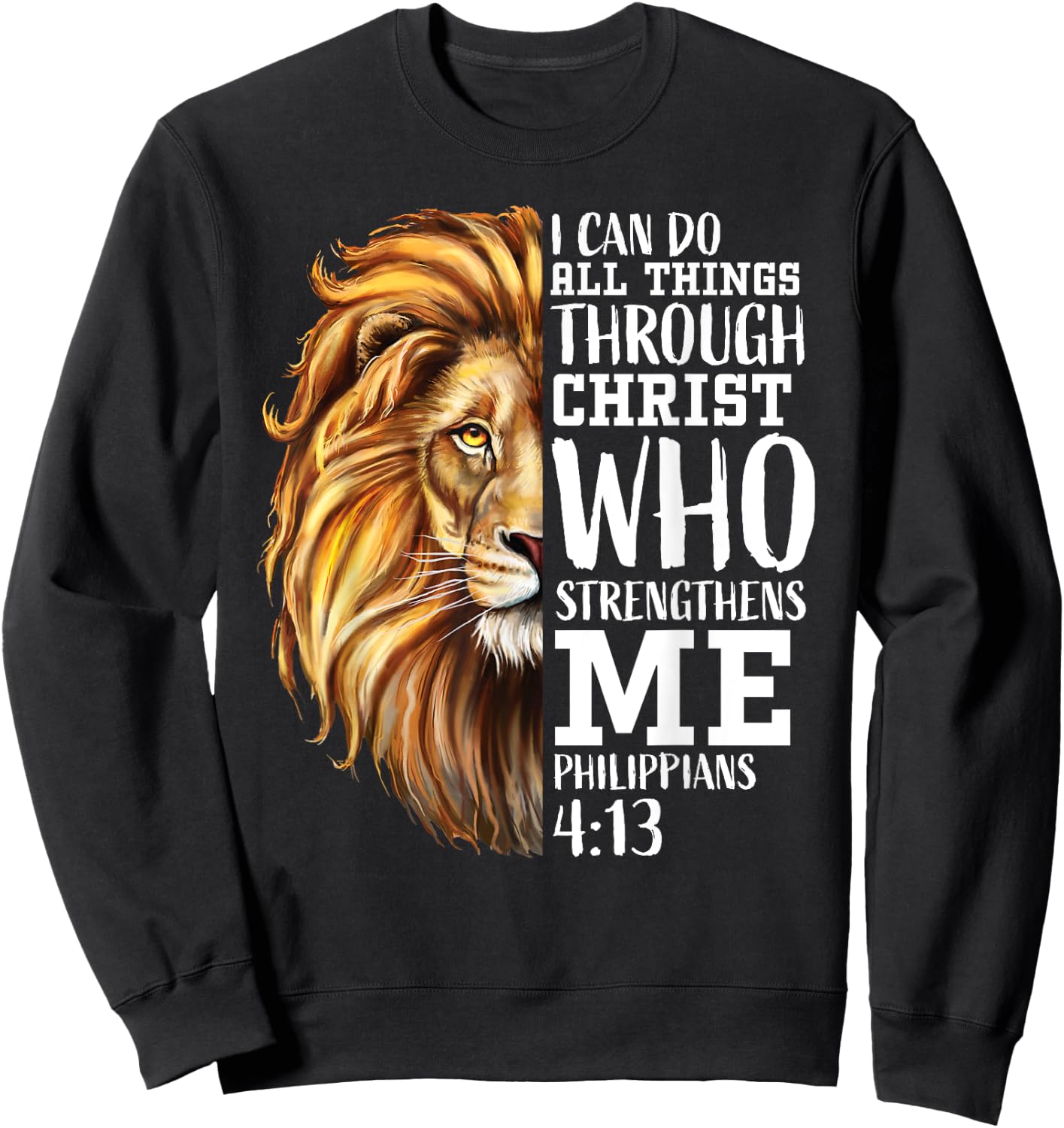 Christian Bible Verse Sayings Religious Gifts Him Lion Judah Sweatshirt - Sweatshirt | Black
