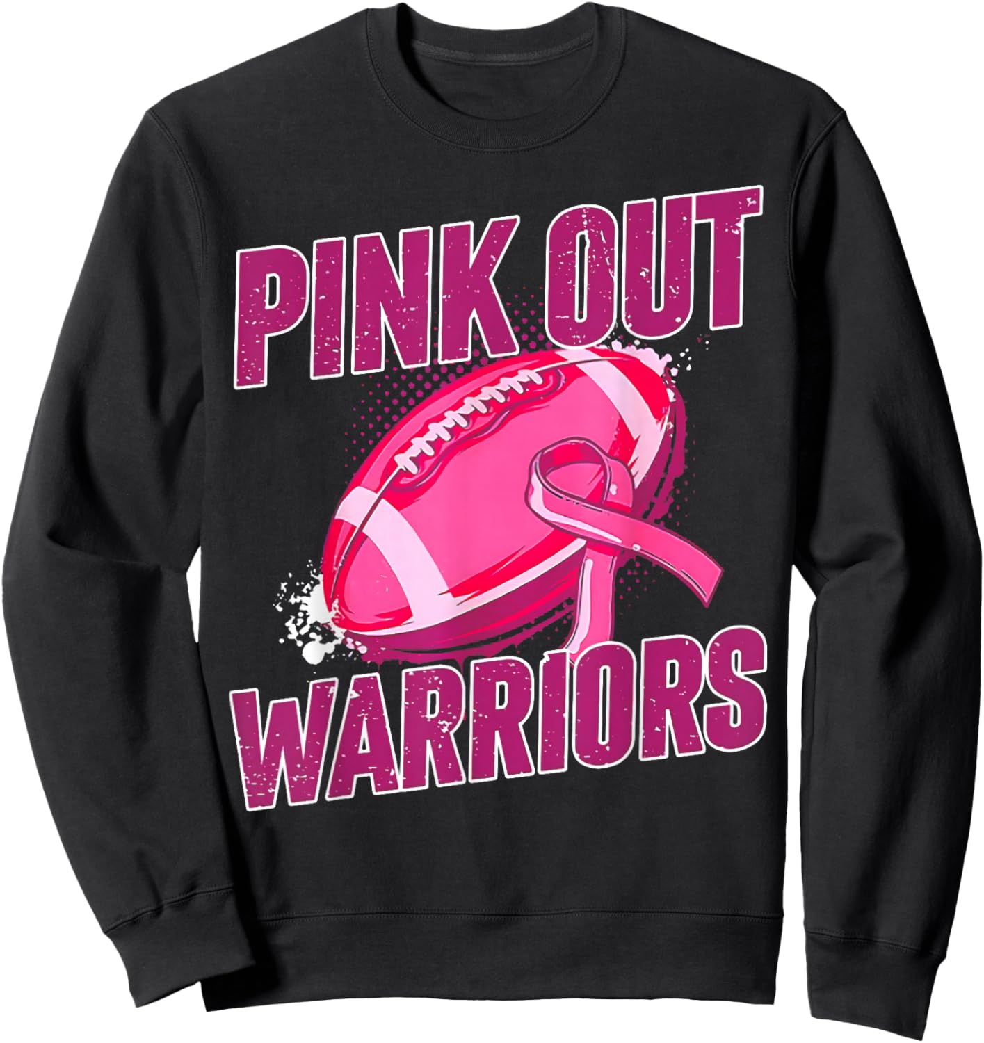 Warriors Pink Out Football Tackle Breast Cancer Sweatshirt - Sweatshirt | Black
