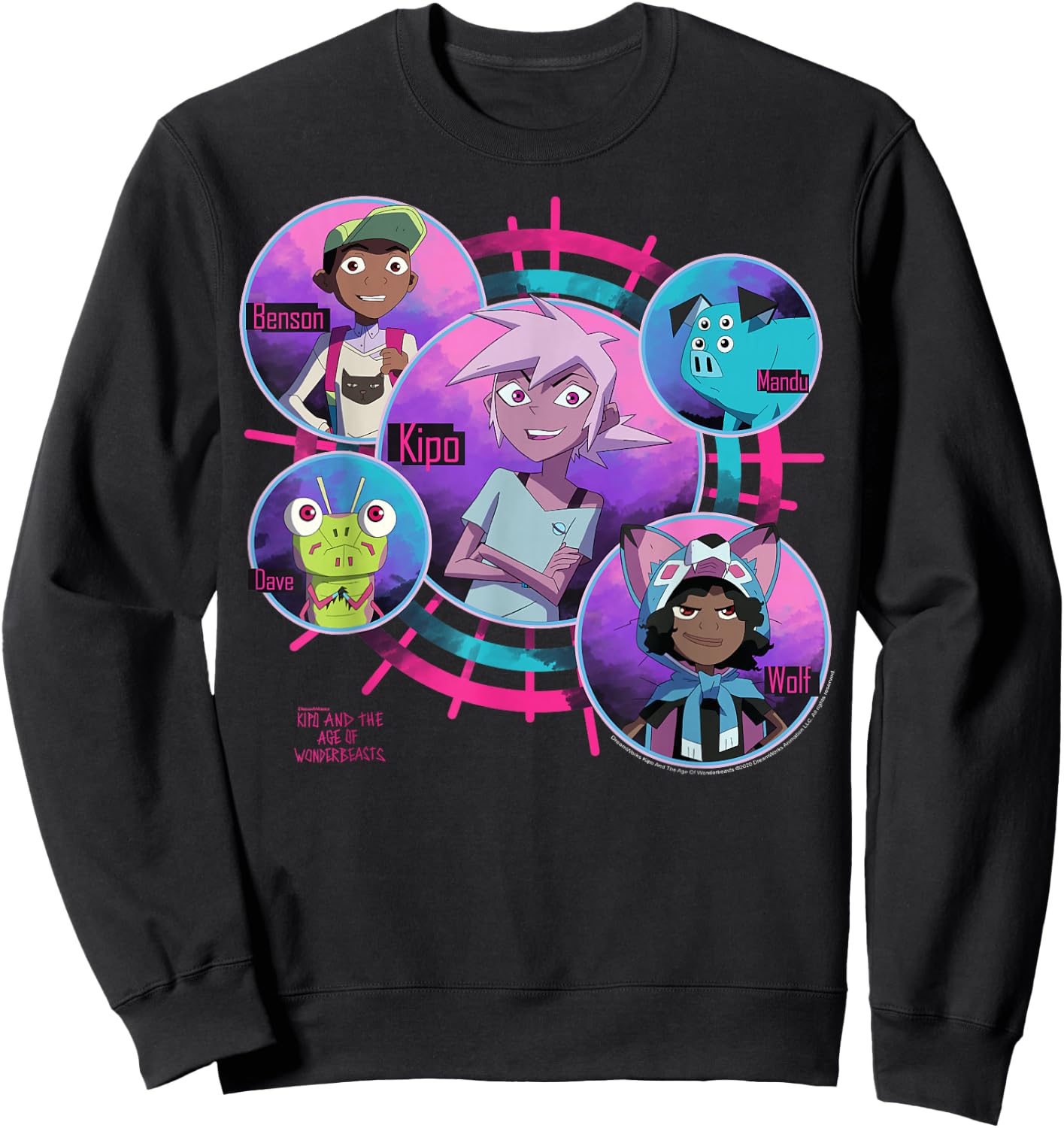 Kipo And The Age Of Wonderbeasts Group Shot Circles Sweatshirt - Sweatshirt | Black