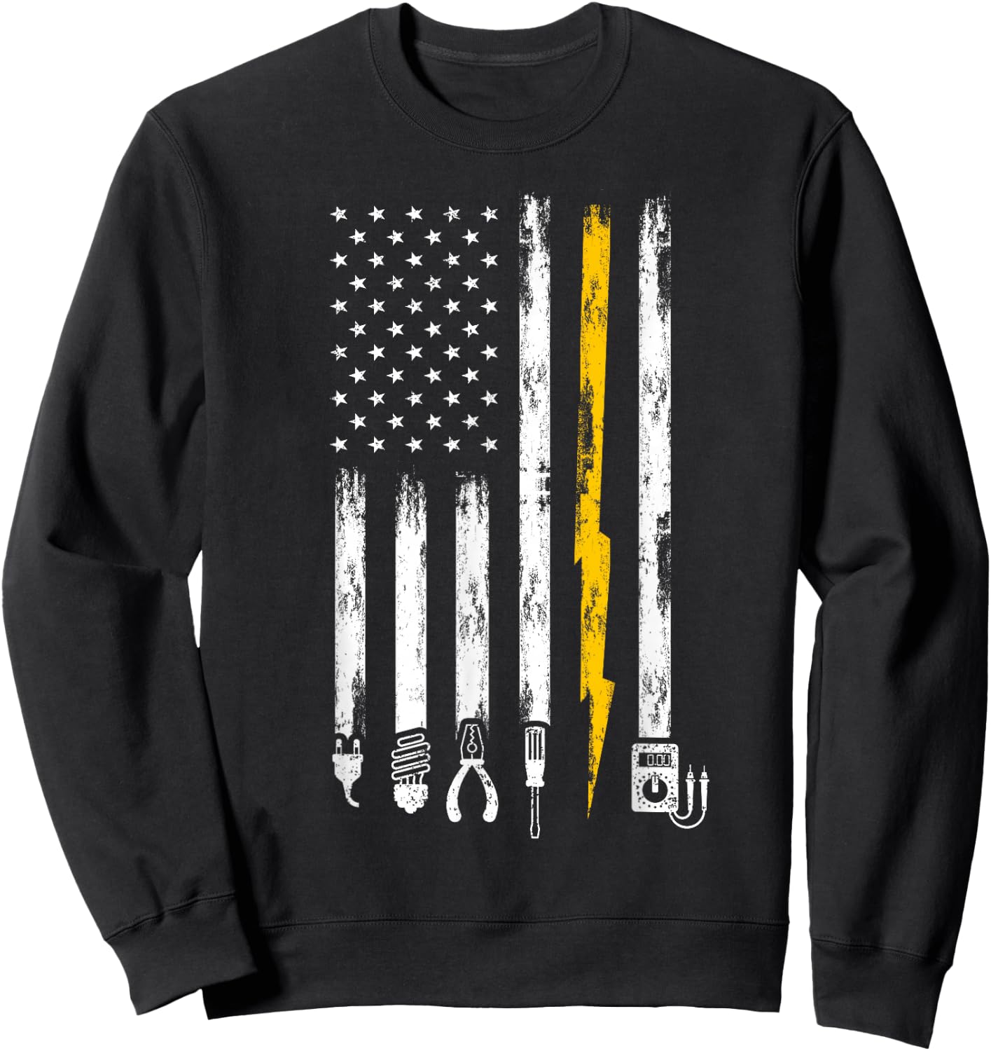 Electrician US Flag Tools for Electricians Sweatshirt - Sweatshirt | Black