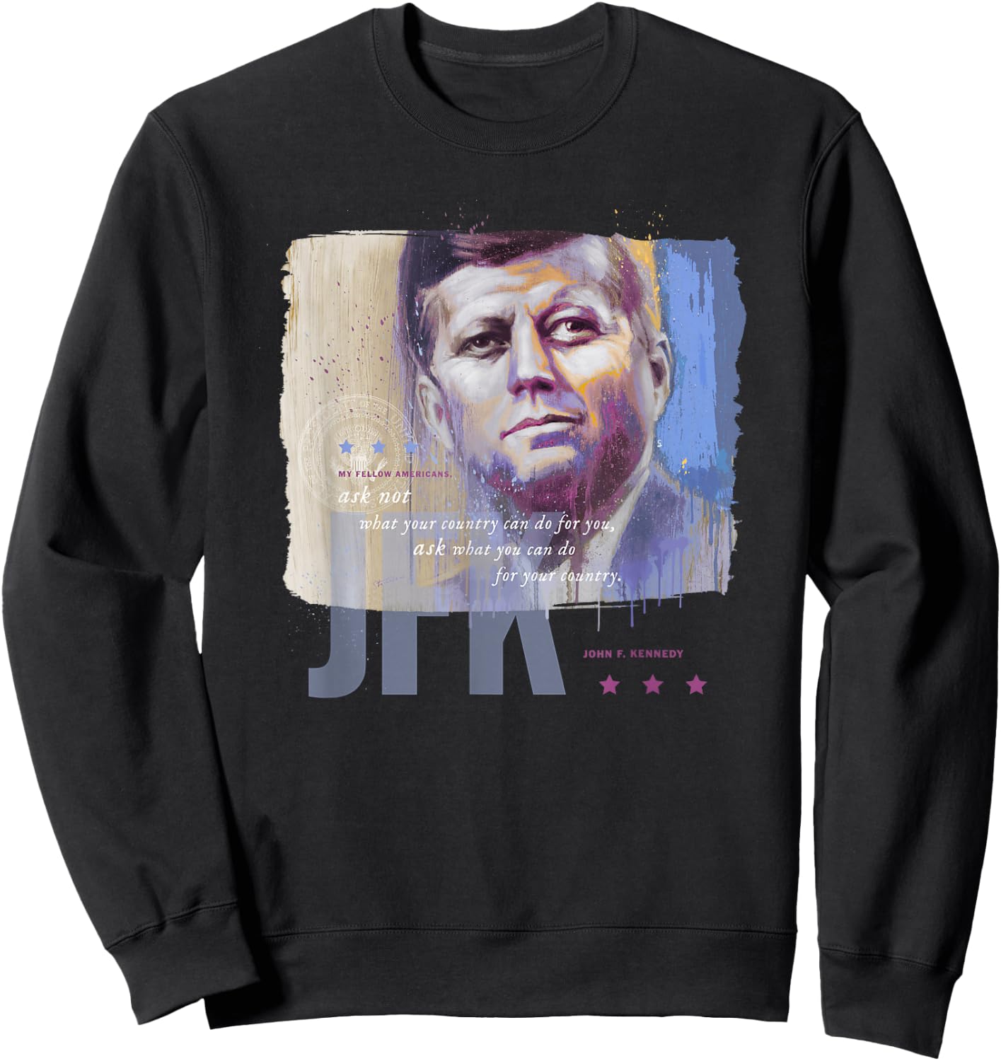 JFK US President John F Kennedy portrait Sweatshirt - Sweatshirt | Black